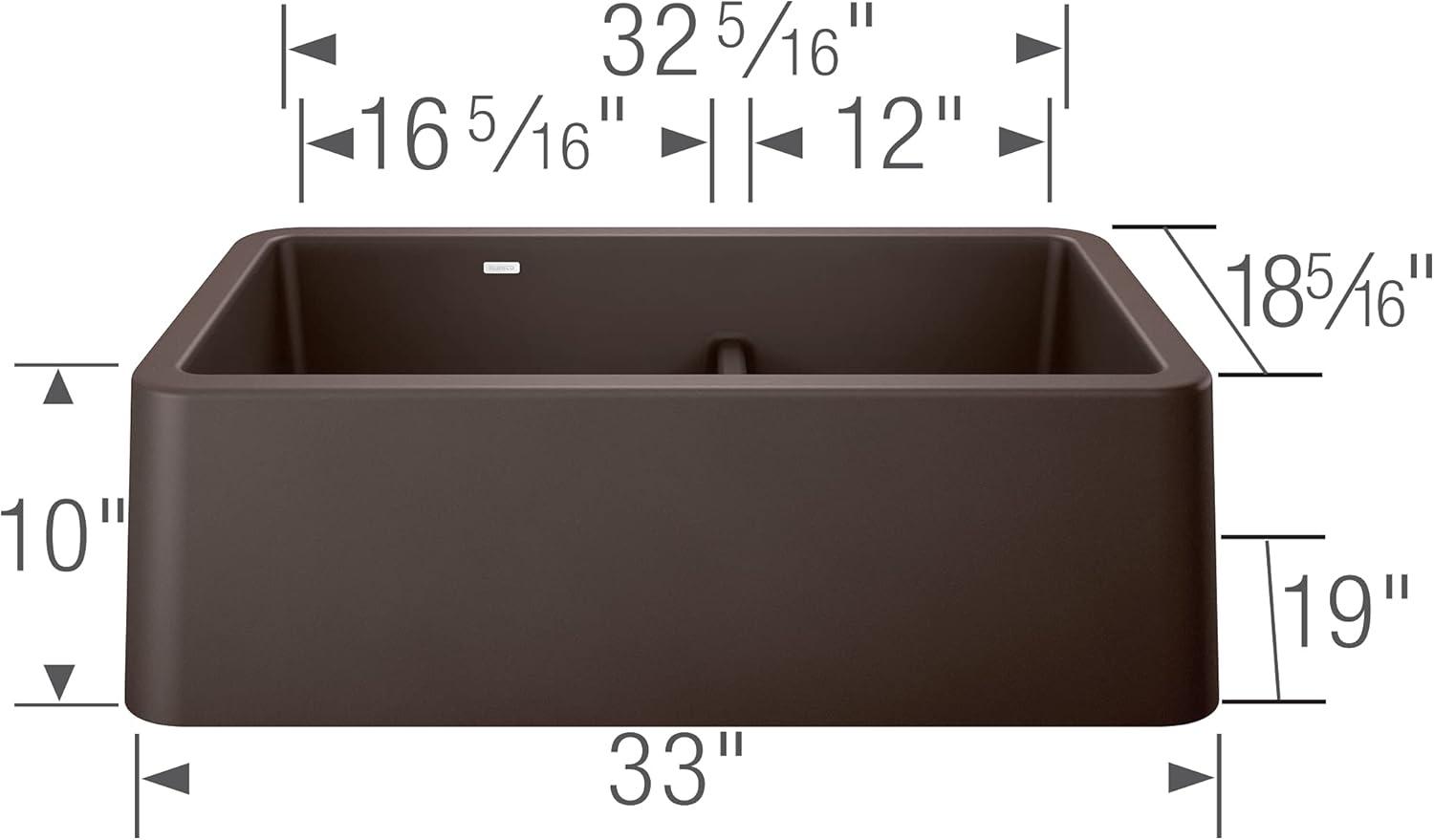 BLANCO, Café Brown 402323 IKON SILGRANIT 60/40 Double Bowl Apron-Front Farmhouse Kitchen Sink, 33" X 19"