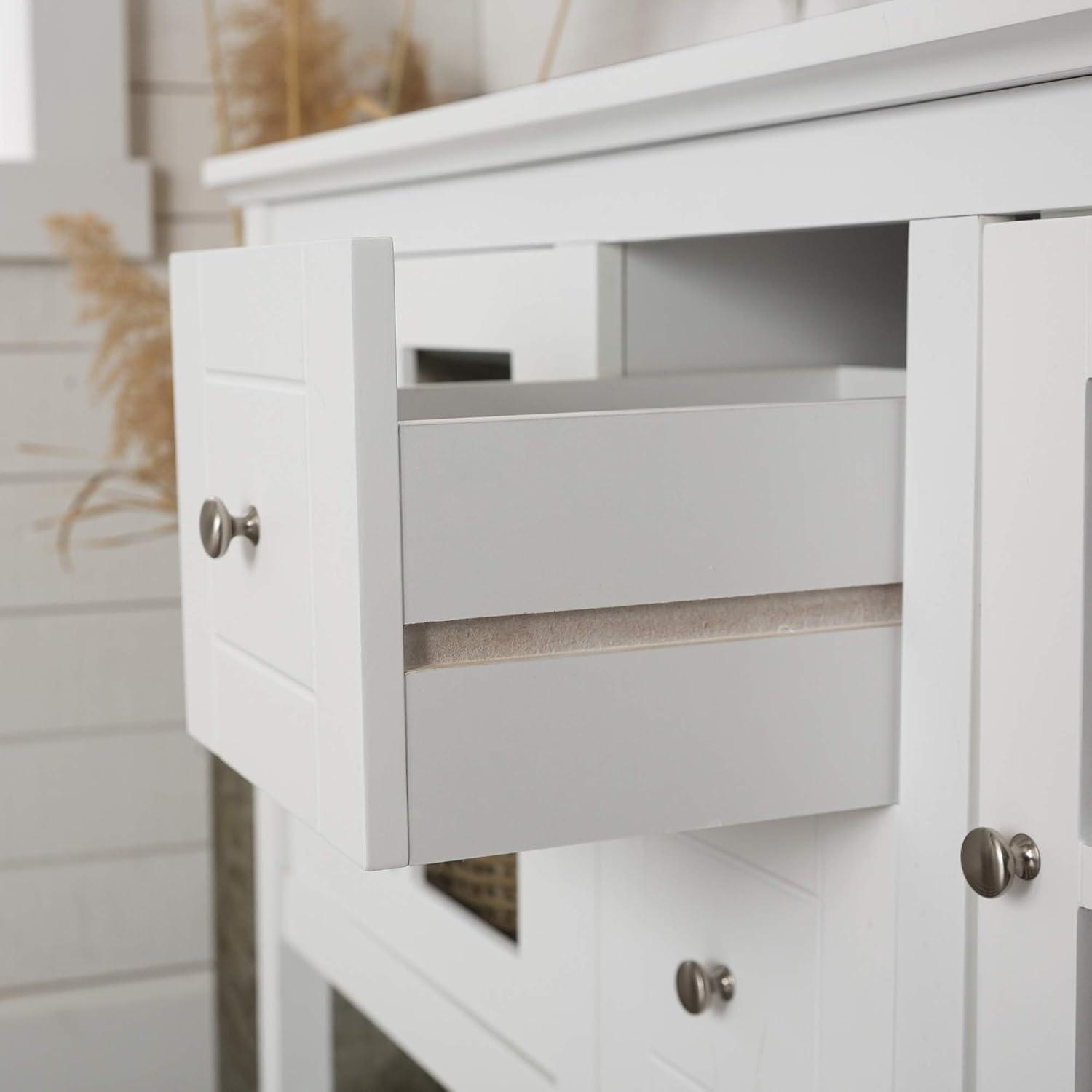 Walker Edison 52" Wood Console Table Buffet TV Stand for TV's up to 55" - White
