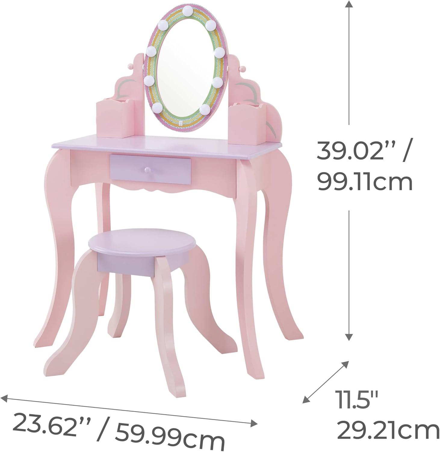 Teamson Kids Little Princess Rapunzel Vanity With LED Mirror