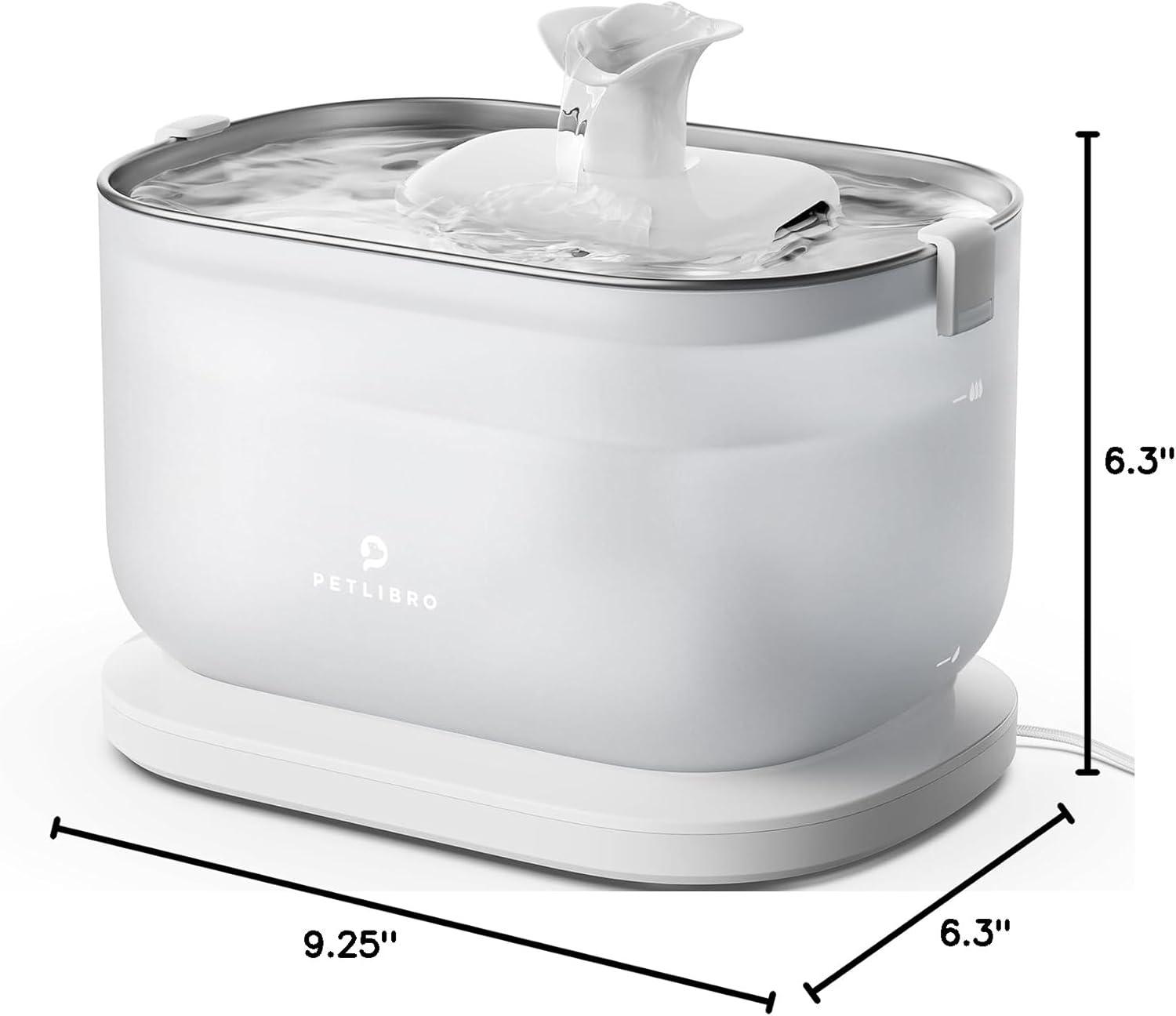 White Stainless Steel Wireless Pump Cat Water Fountain