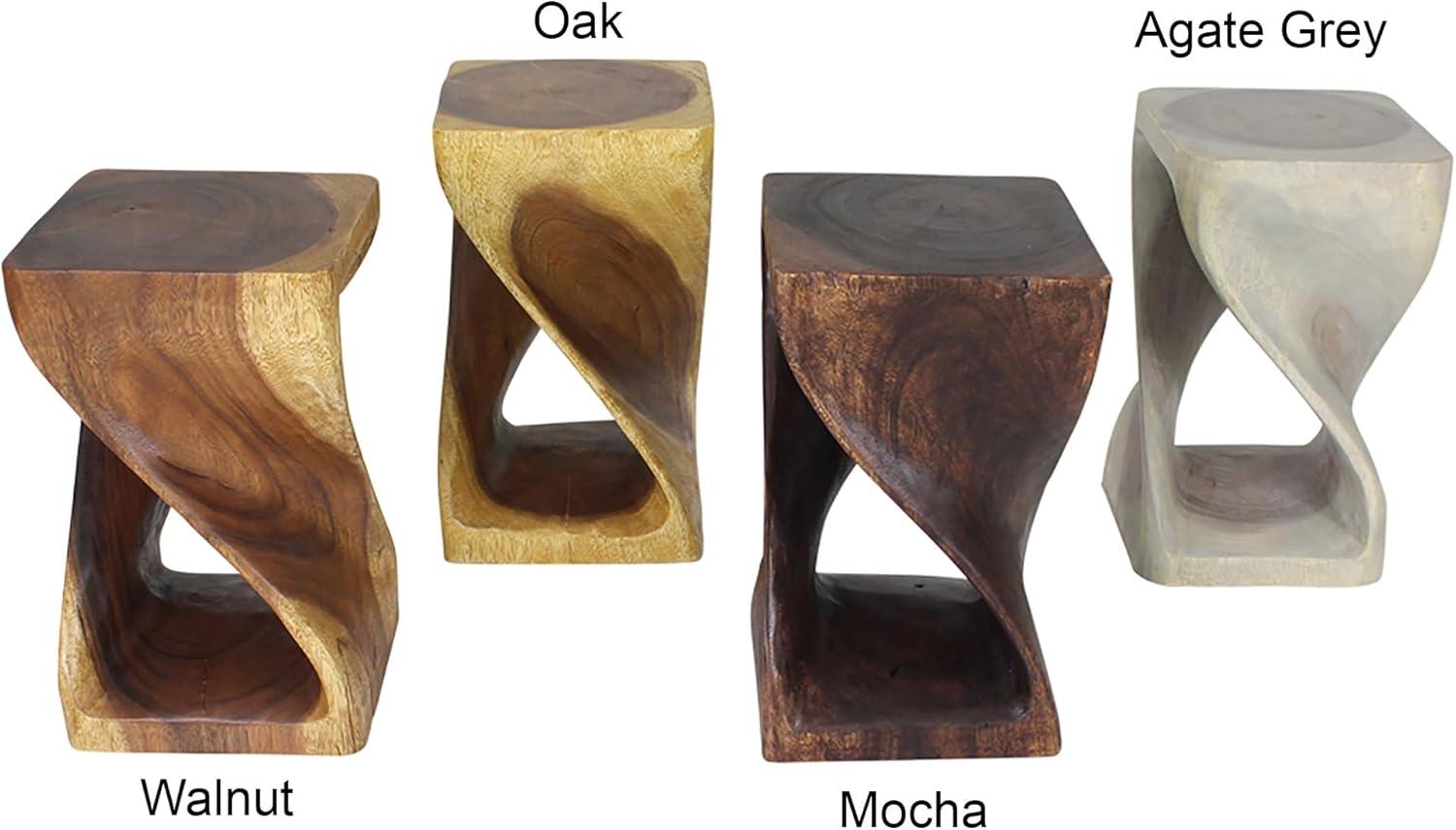Haussmann® Original Wood Twist Stool 12 X 12 X 20 in High Mocha Oil