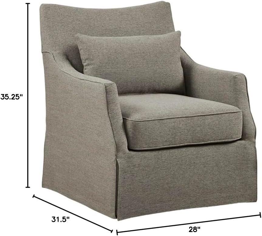 Martha Stewart London Skirted Swivel Chair Tan: Upholstered Polyester, No Assembly Required