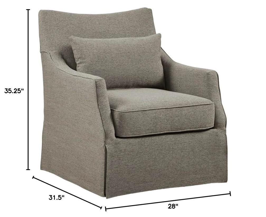 Martha Stewart London Skirted Swivel Chair Tan: Upholstered Polyester, No Assembly Required