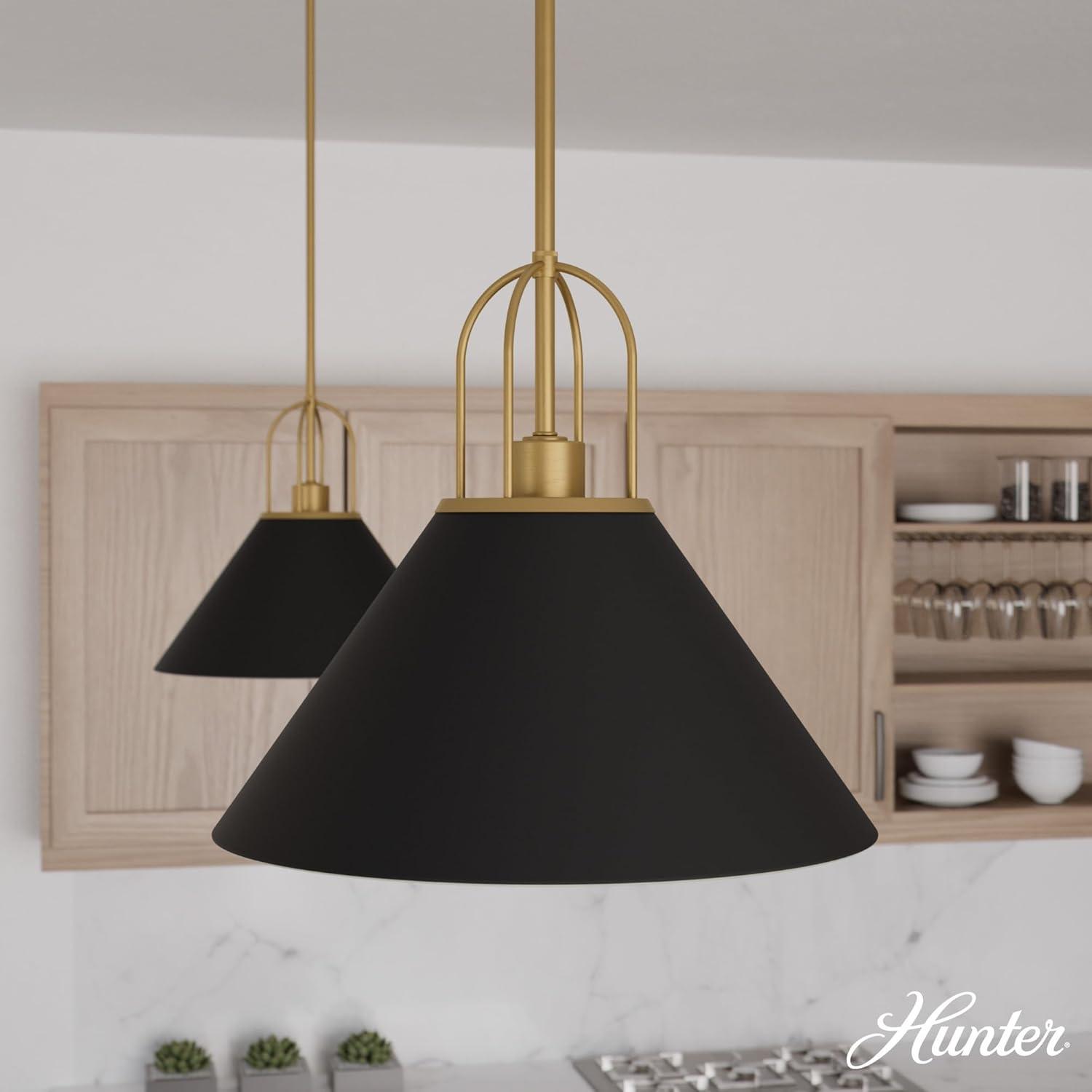 Jasmine Roth Collection + Hunter Jasmine Roth 1 - Light Flat Matte Black Cone Pendant