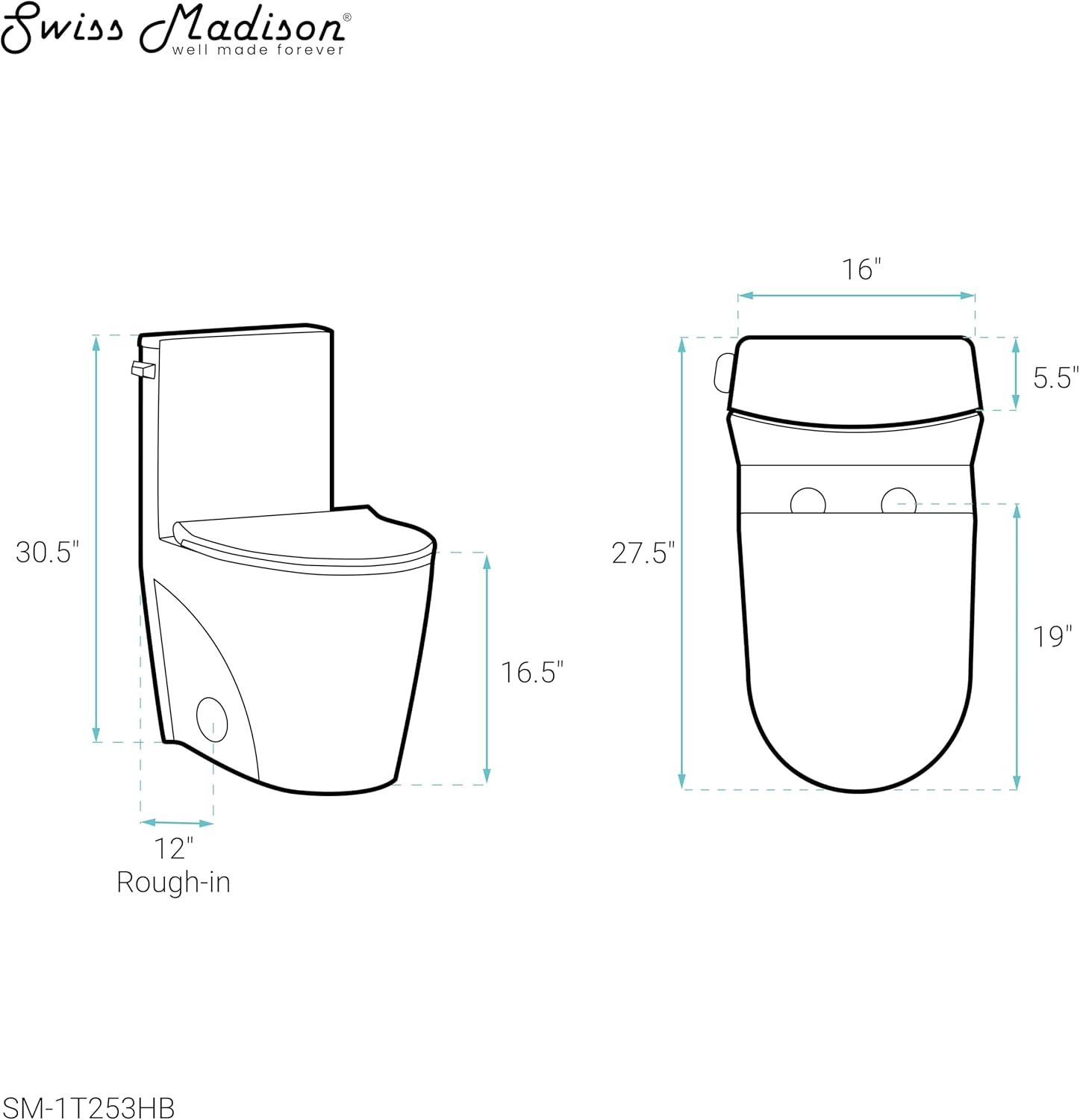 St. Tropez One Piece Elongated Toilet Dual Vortex Flush