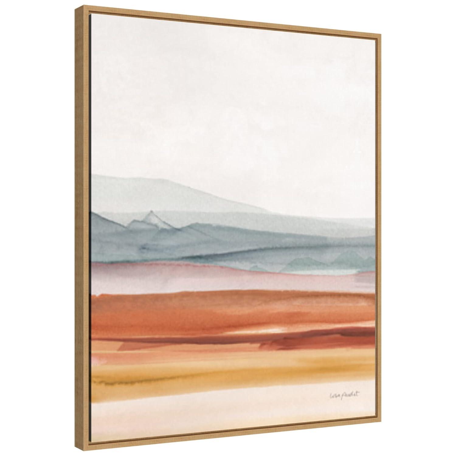 22" x 28" Sierra Hills 03 by Lisa Audit Framed Canvas Wall Art Light Brown - Amanti Art: Modern Lithograph, Sawtooth Back Mounted