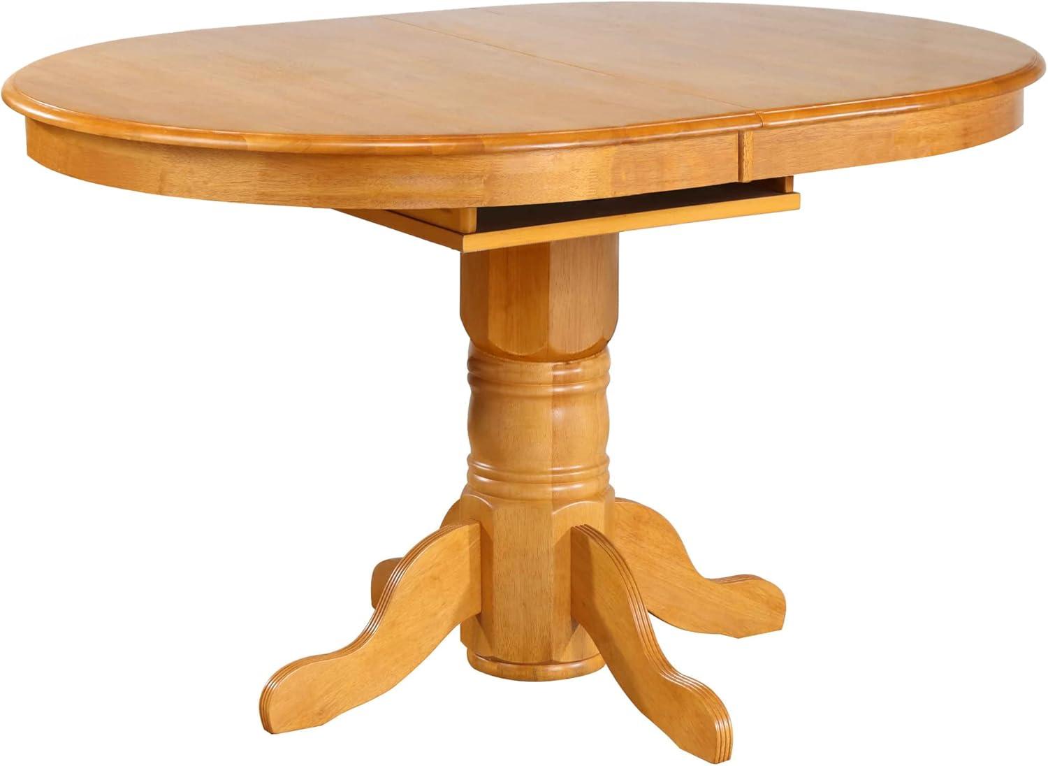 Farmhouse Chic Distressed Oak Extendable Round Dining Table