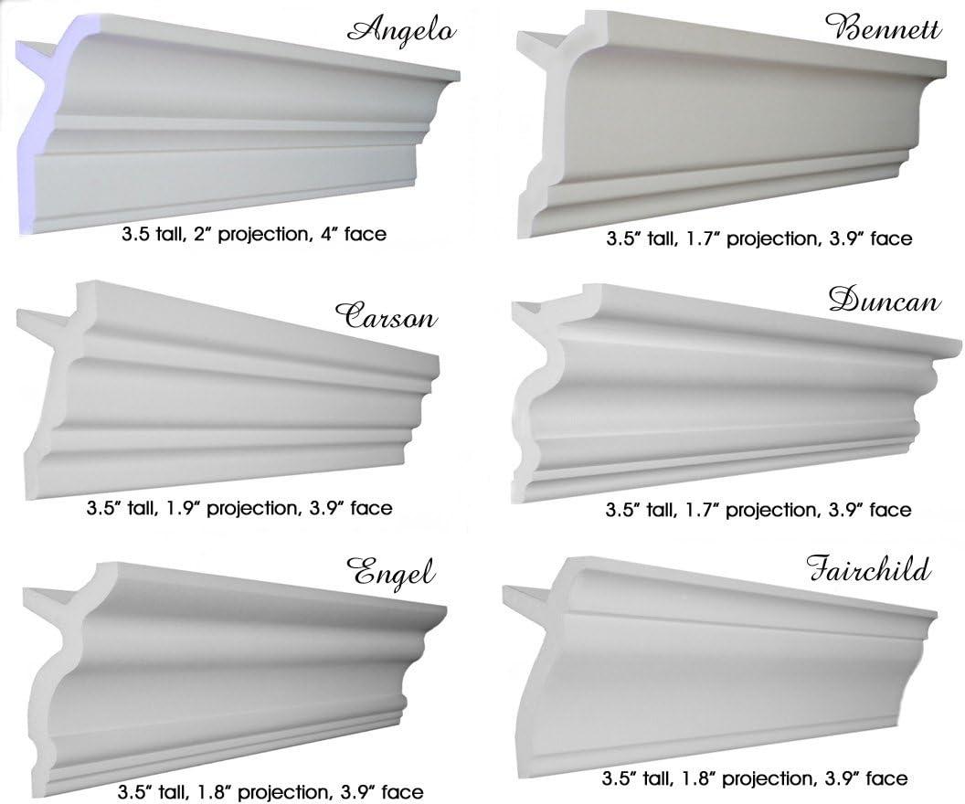 Creative Crown | 48 Ft of 3.5" Bennett Foam Crown Molding kit W/precut Corners 4 Inside and 1 Outside (Made in USA - Available in 5 Other Styles and Sizes)