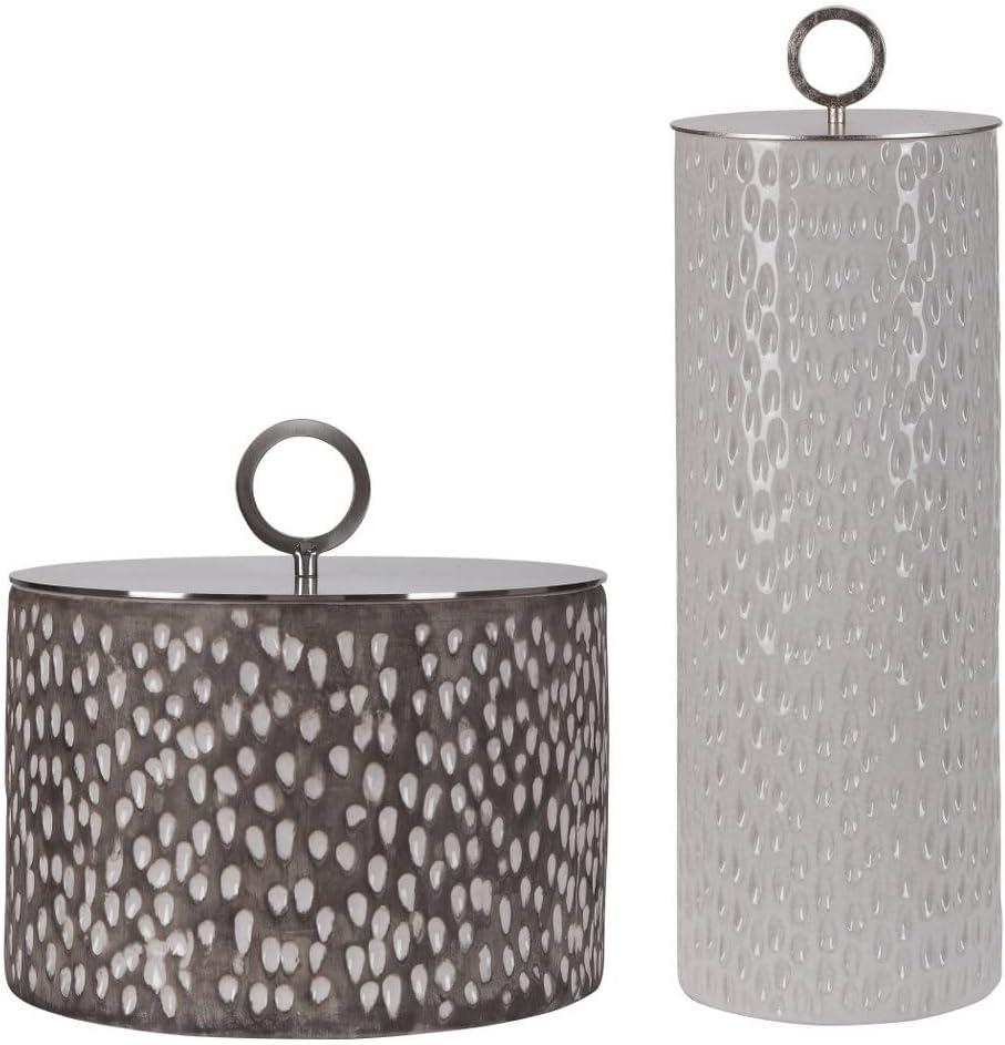 Bowery Hill Modern Ceramic Container in Off White (Set of 2)