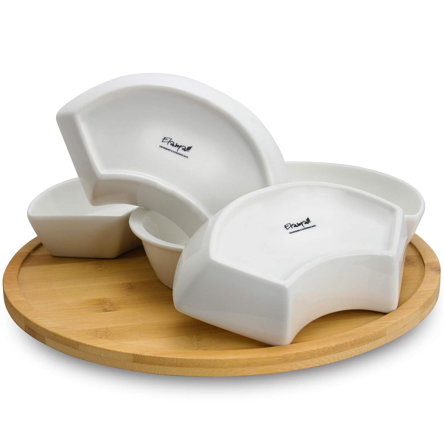 Elama Signature 12 1/4 inch 6 Piece Lazy Susan Appetizer and Condiment Server Set