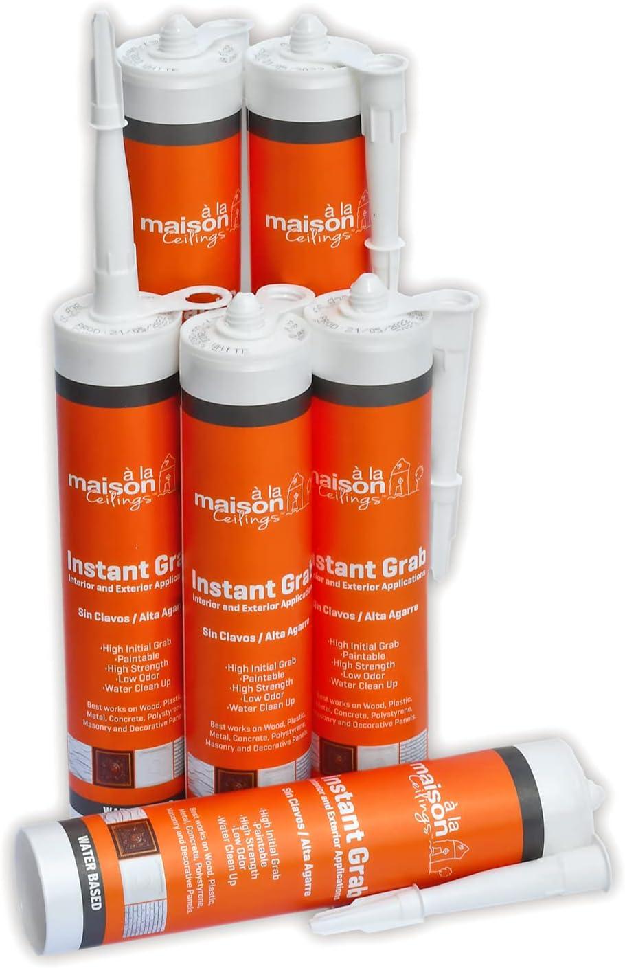 A La Maison Ceilings Instant Grab - Ceiling Tile, Wall Panel and Crown Molding Water Based Adhesive (Set of 6)