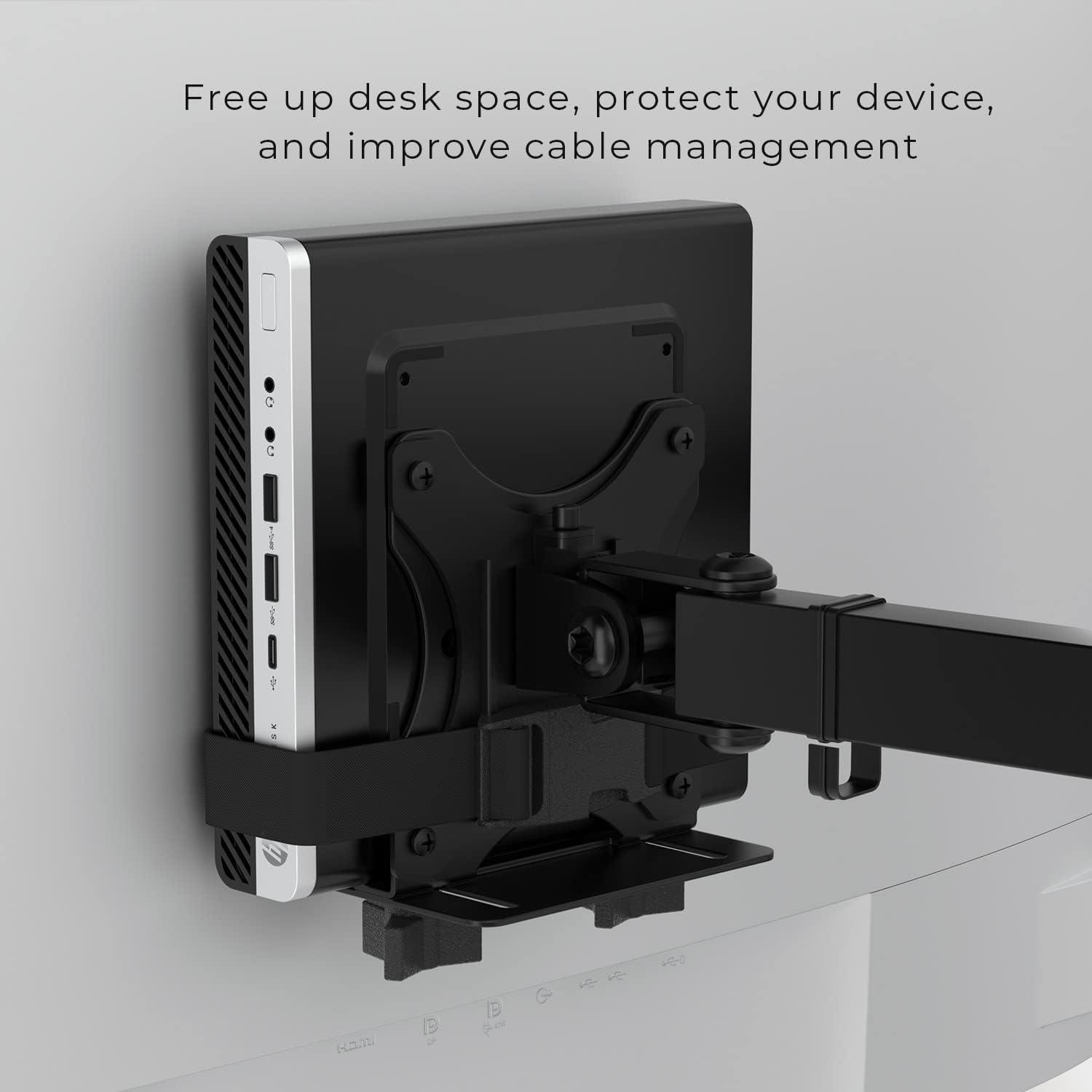 Black Adjustable Thin Client Mount Bracket for Mini PCs