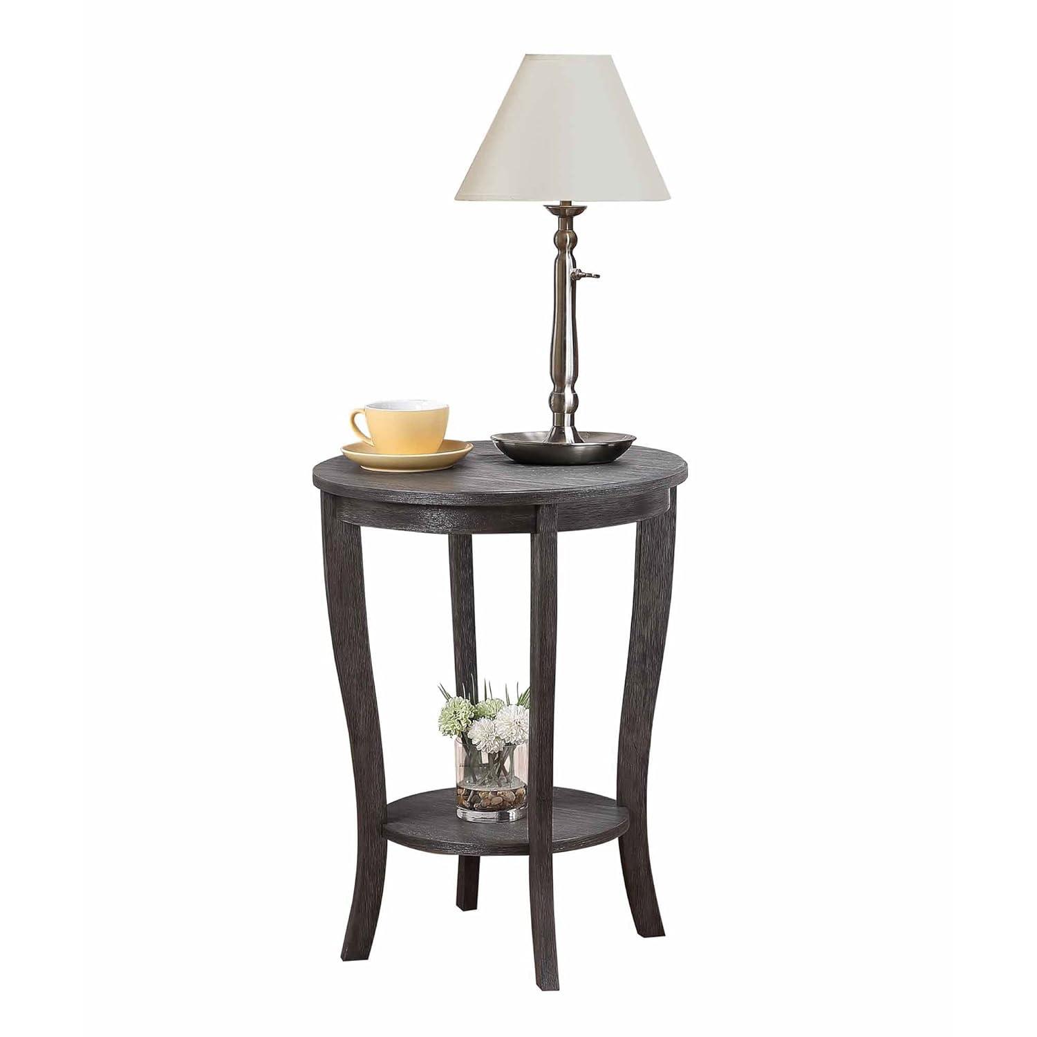American Heritage Round End Table Dark Gray Wirebrush