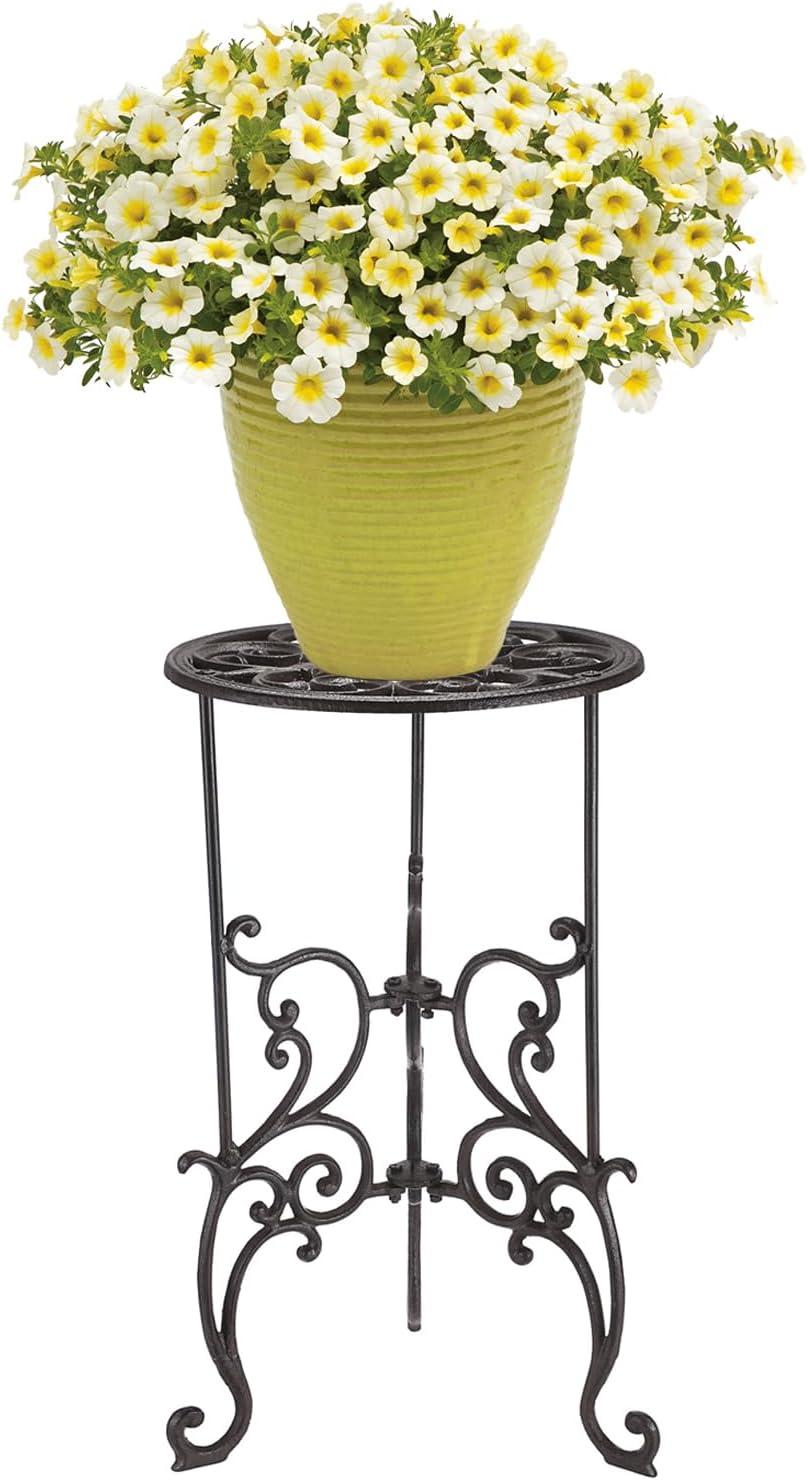 OwnMy Heavy Duty Cast Iron Plant Stand Indoor Outdoor Vintage Wrought Iron Round Flower Pot Holder Stand, 19.3" Tall Decorative Large Potted Plant Stand for Home Garden Patio