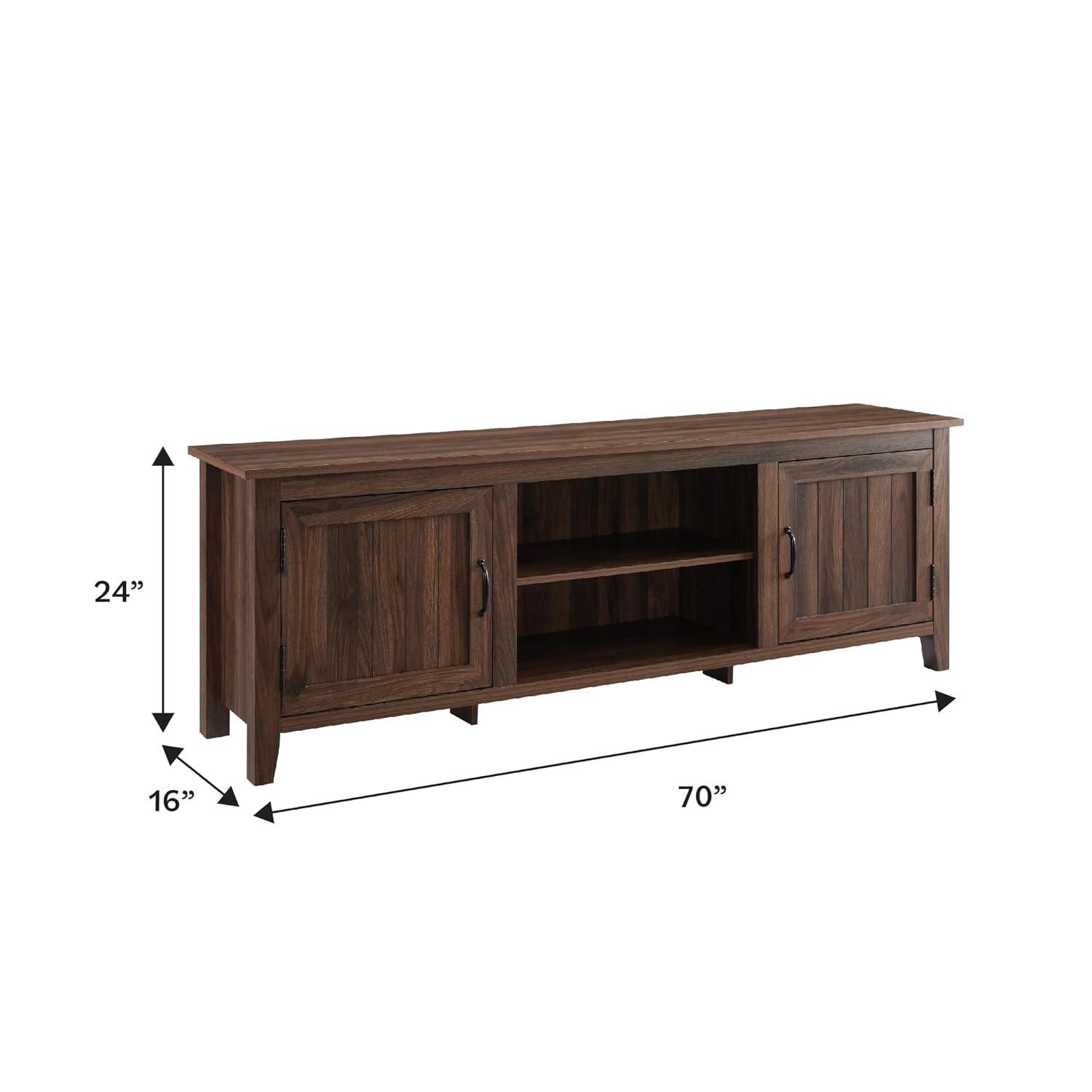Walker Edison Farmhouse Grooved Door TV Stand for TVs up to 80", Dark Walnut
