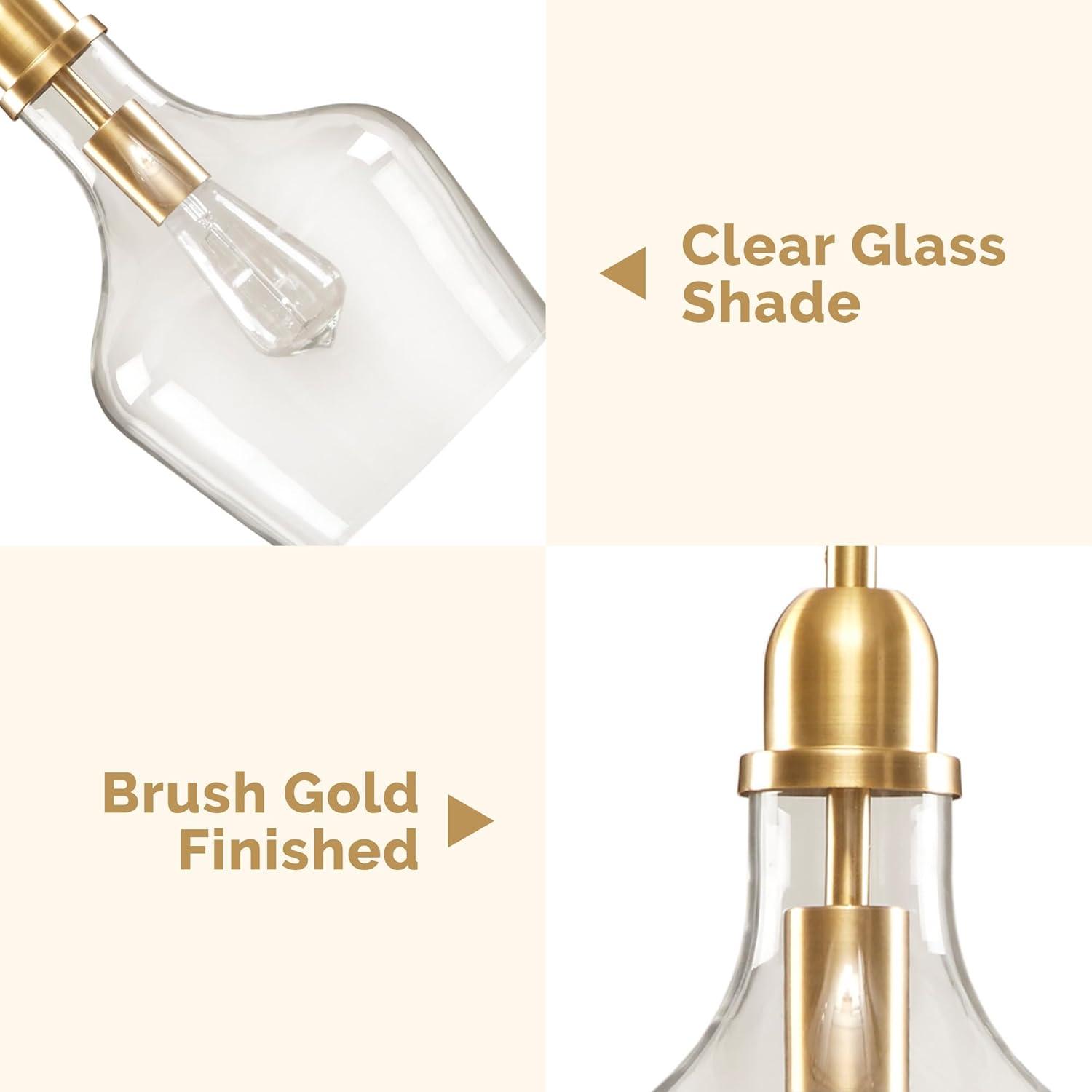 Ink+Ivy 9"x95.5" Auburn Bell Shaped Hanging Glass Simple Industrial Pendant Light Gold: Modern Ceiling Fixture, 60W E26, Adjustable Height