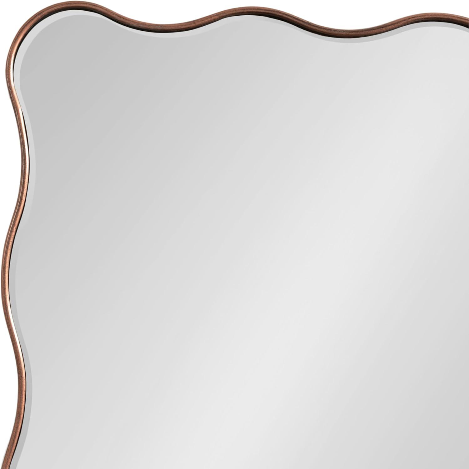 Kate and Laurel Viona Modern Scalloped Rectangle Mirror, 24 x 36, Bronze, Decorative Bathroom Mirror for Over Sink with Unique Rippled Edge for Wavy Wall Decor Accent