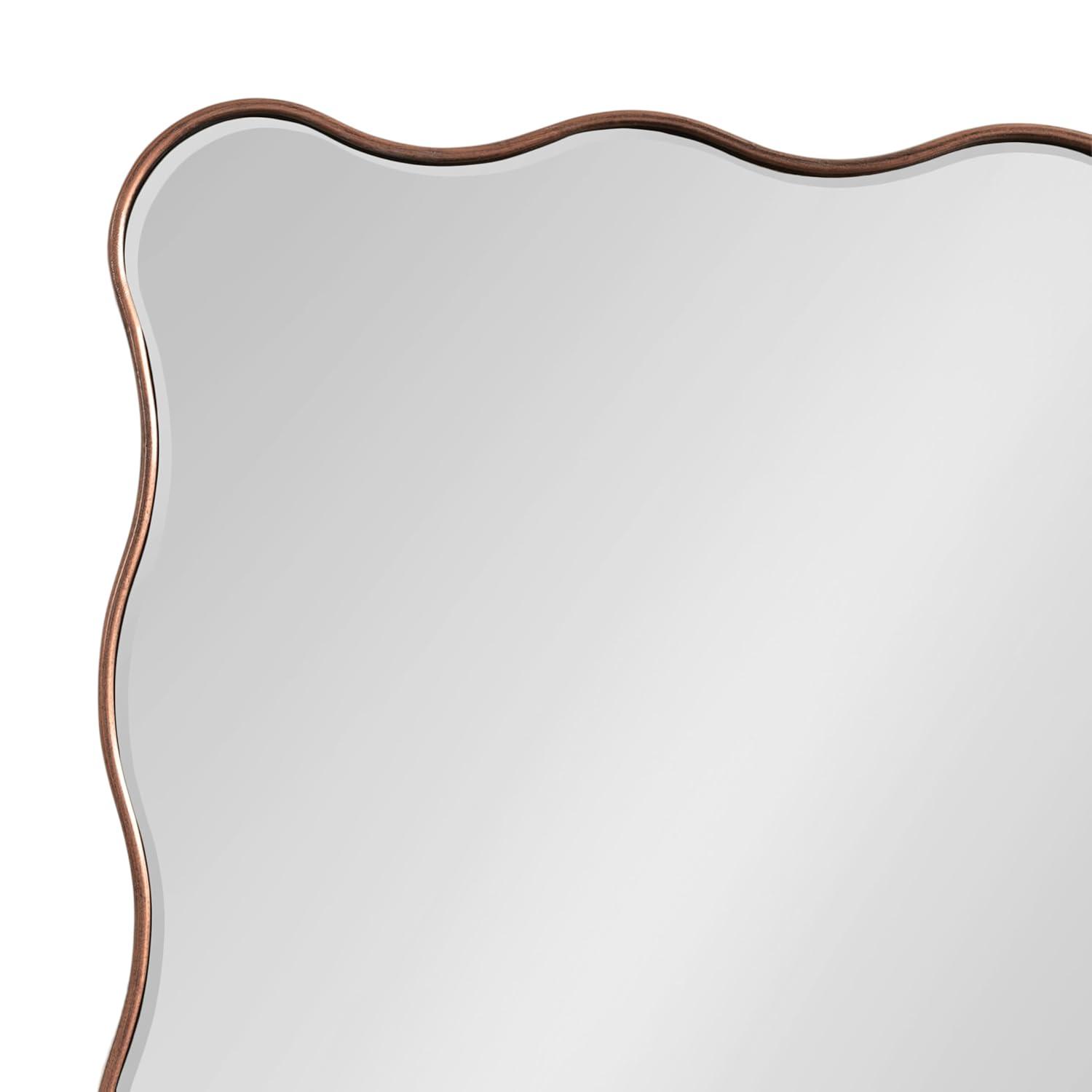 Kate and Laurel Viona Modern Scalloped Rectangle Mirror, 24 x 36, Bronze, Decorative Bathroom Mirror for Over Sink with Unique Rippled Edge for Wavy Wall Decor Accent
