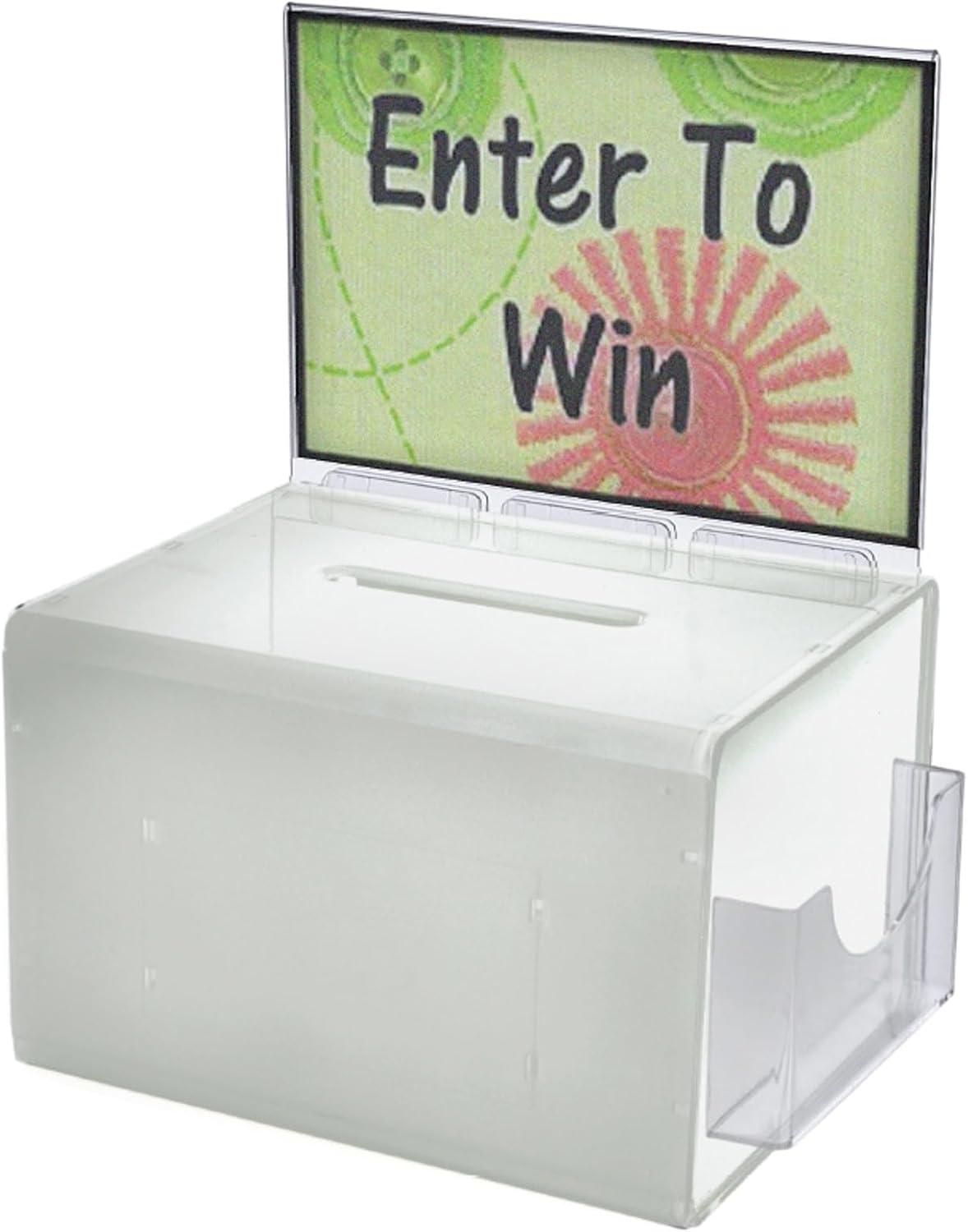 Azar Displays 206390 White Extra Large Lottery Box with Pocket, Lock and Keys