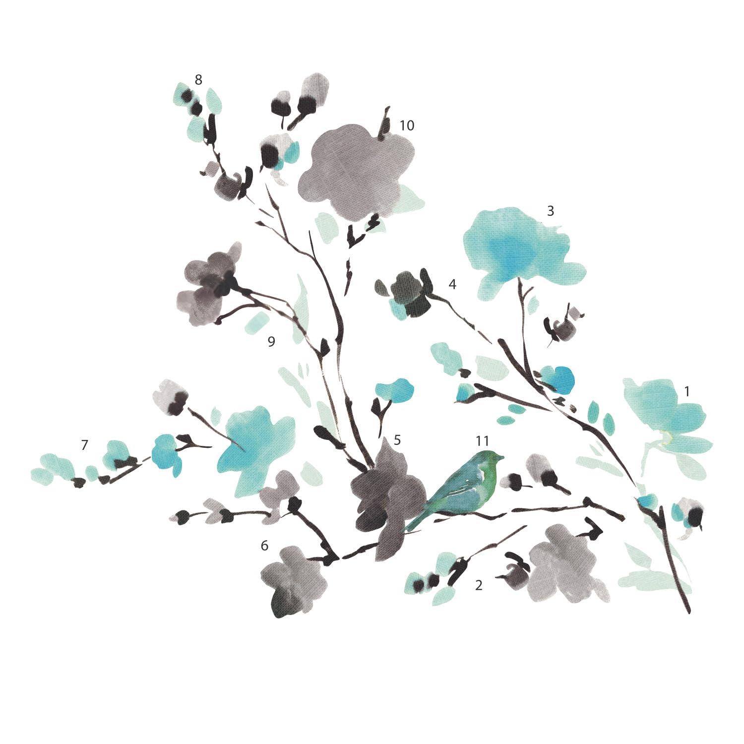 Blossom Watercolor Bird Branch Wall Decals