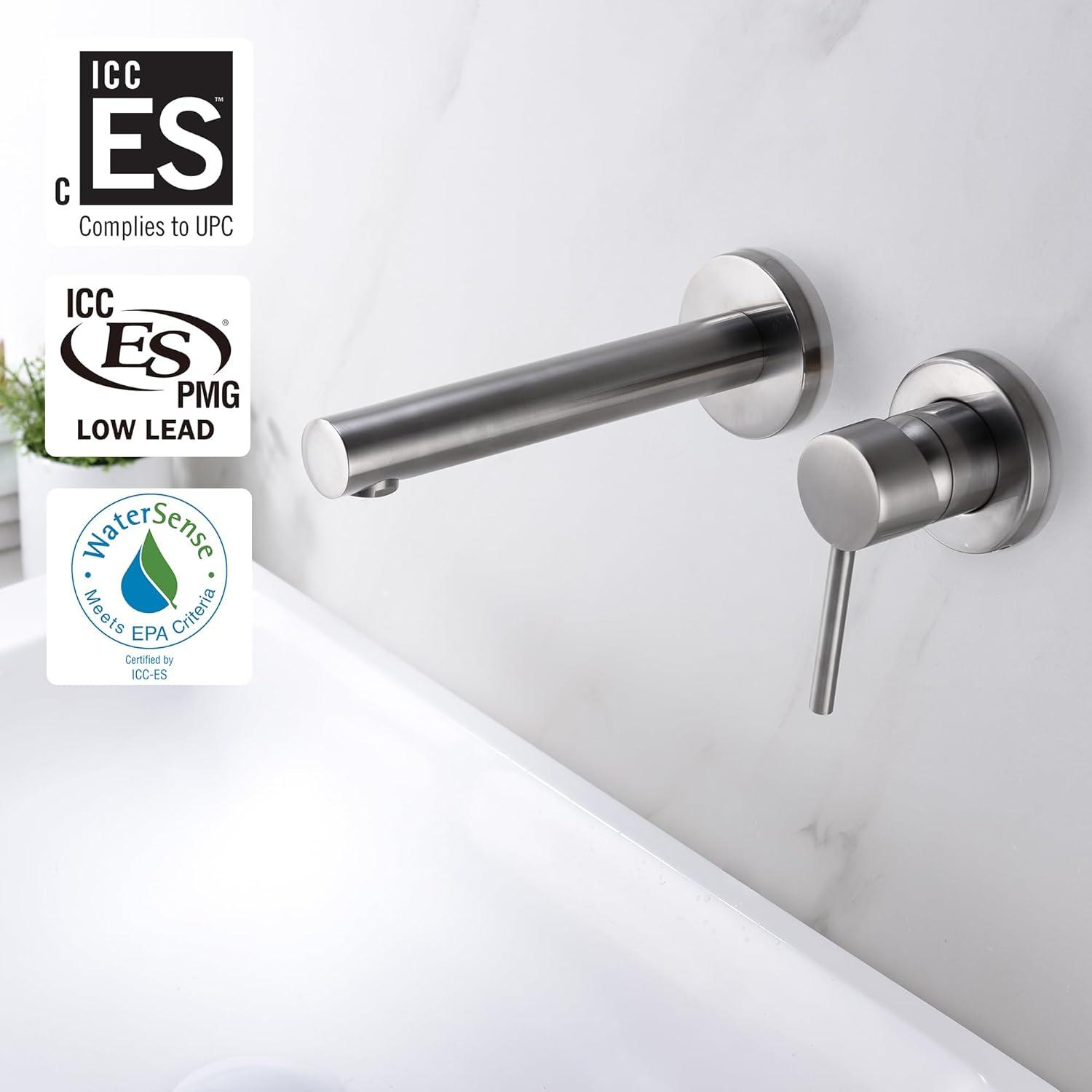 Bathroom Sink Faucet, Ssingle Handle Wall Mount Lavatory Faucet, Bathroom Vanity Faucet With Brass Rough-in Valve