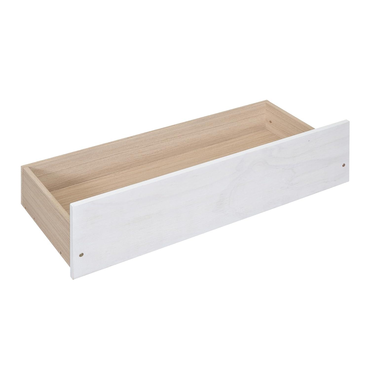 CITYLIGHT Full Size Canopy Bed with 2 Storage Drawers, Wooden Canopy Platform Bed with Headboard, Four Post Bed (Brushed White)