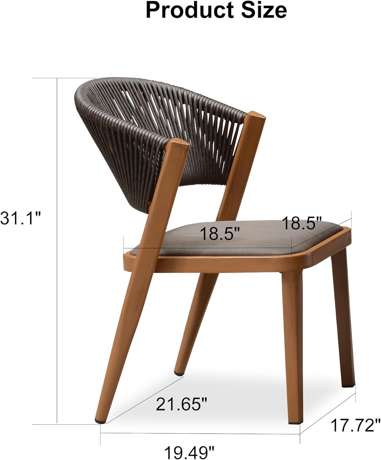 Outdoor Patio Dining Chairs with Cushions All Aluminum Frame for Lawn Garden Backyard Deck Patio in Gray(Set of 2)