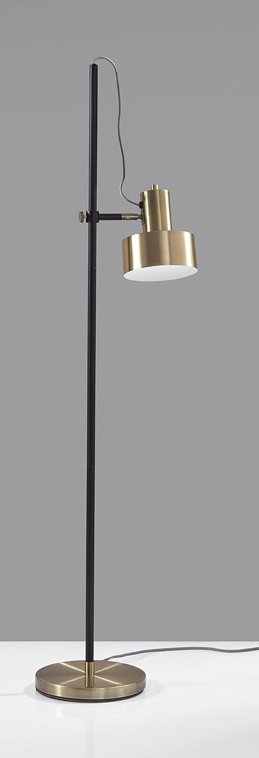 Adjustable Matte Black and Brass Metal Floor Lamp