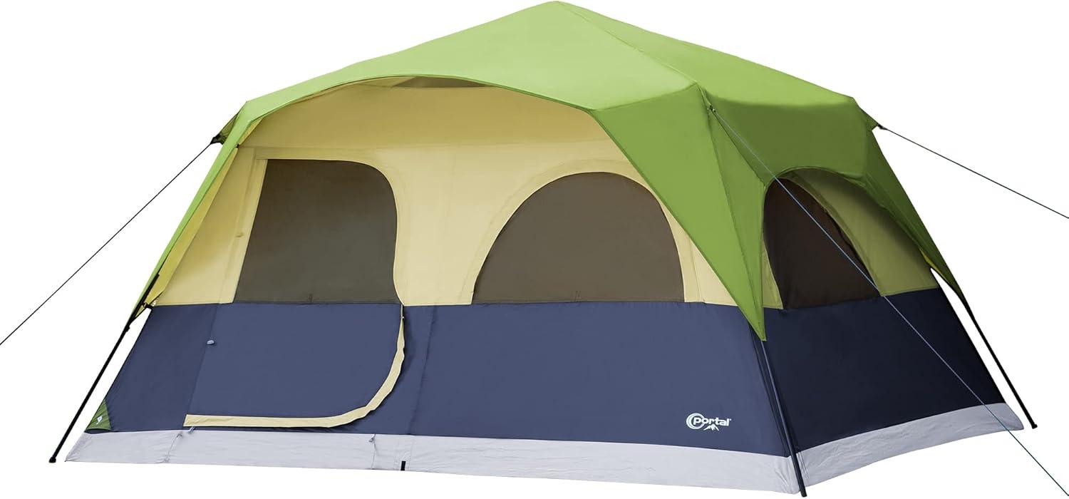 Green and Beige 8-Person Four Season Cabin Tent with Carry Bag