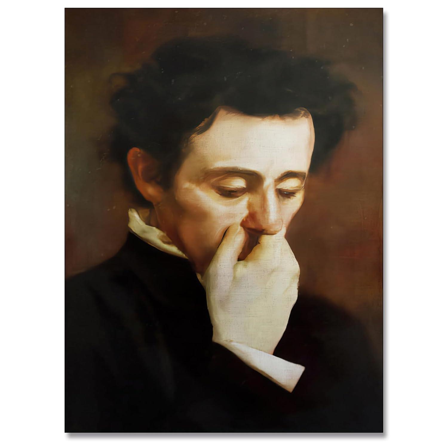 JDNWKBBS Funny Bathroom Canvas Wall Art Humorous Classical Oil Painting Man Covering Nose Posters Vintage Toilet Pictures Prints Rustic Farmhouse Wall Decor for Bathroom Restroom 12x16in Unframed