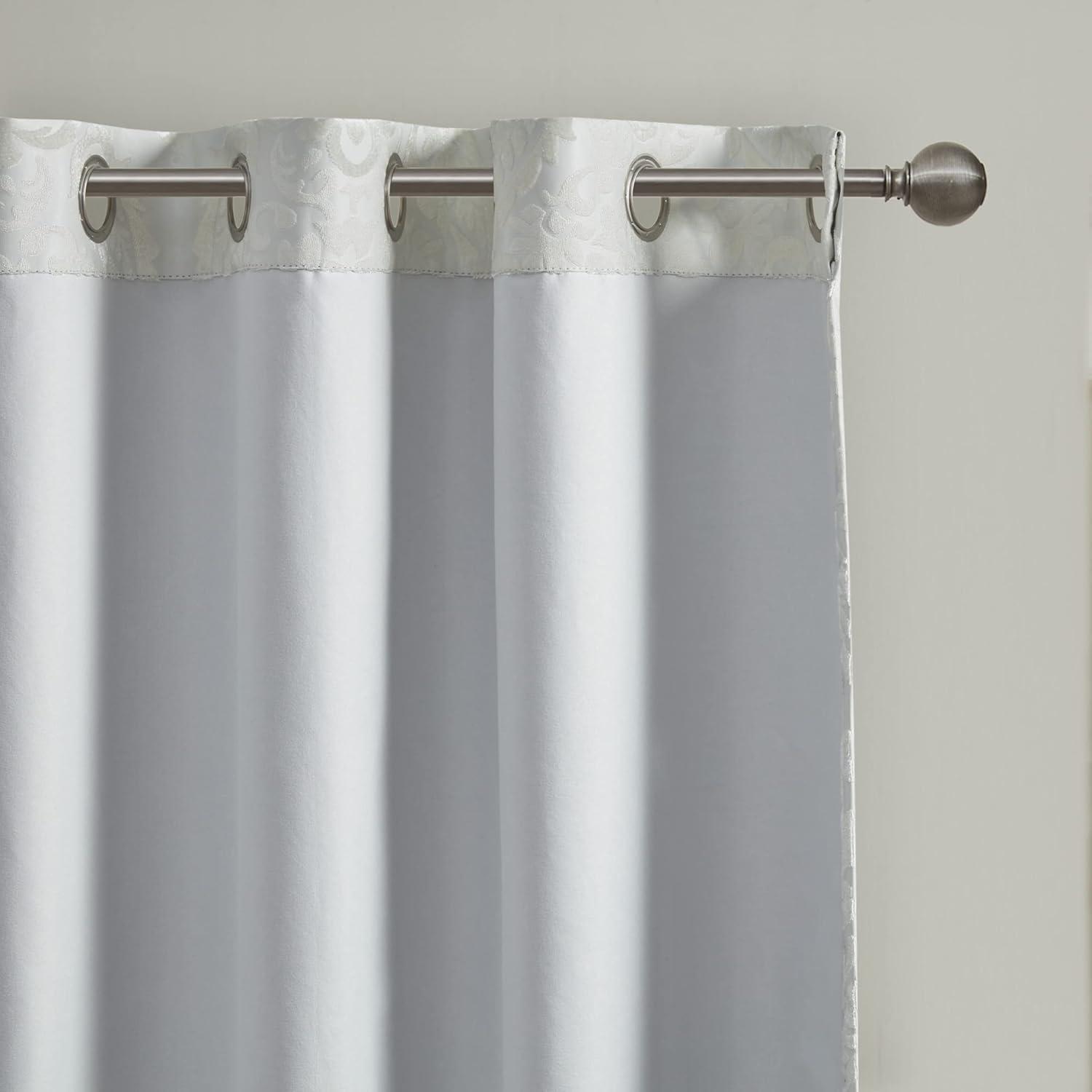 Madison Park Amelia Knitted Jacquard Paisley Total Blackout Grommet Top Single Curtain Panel