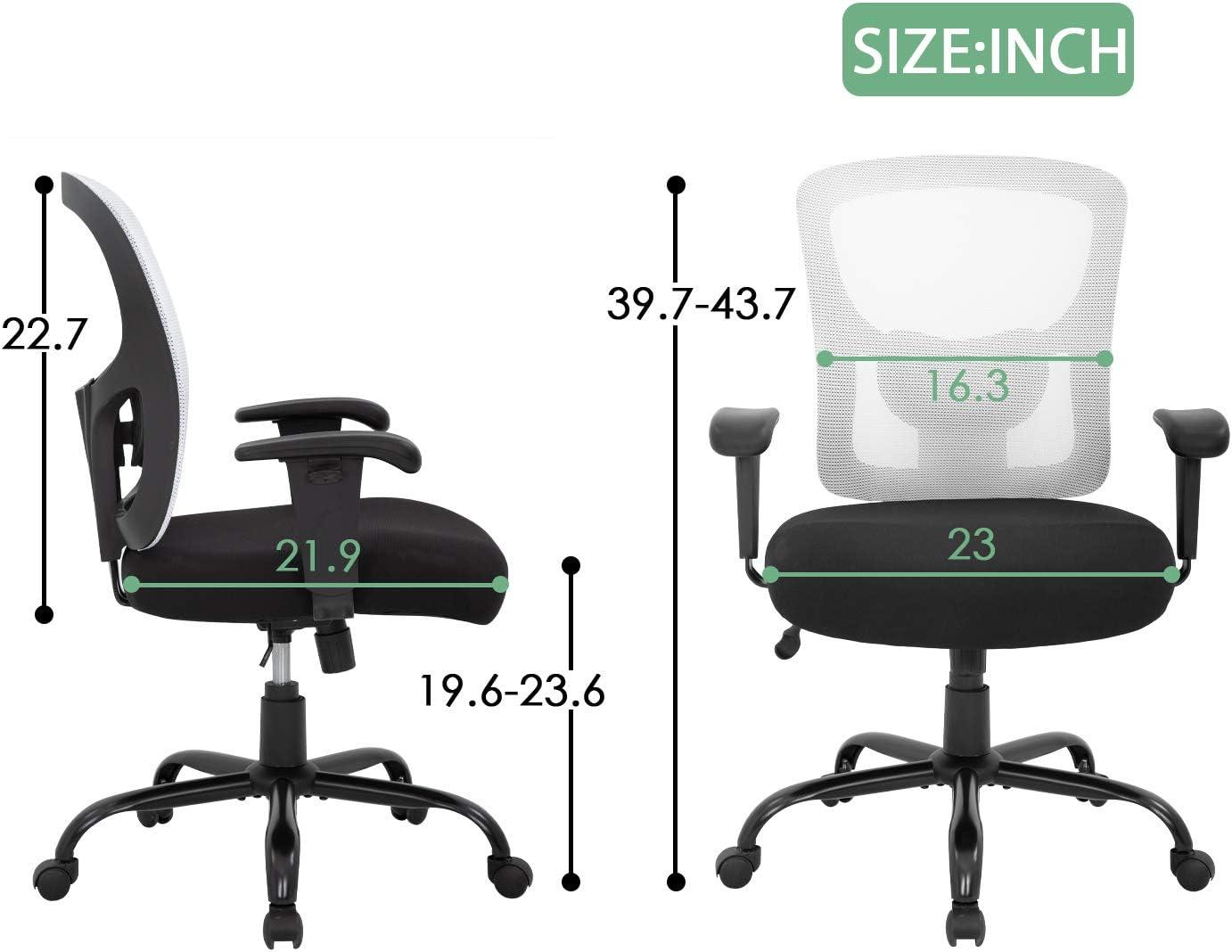 Ergonomic High-Back Swivel Executive Mesh Chair, 400 lb. Capacity, White