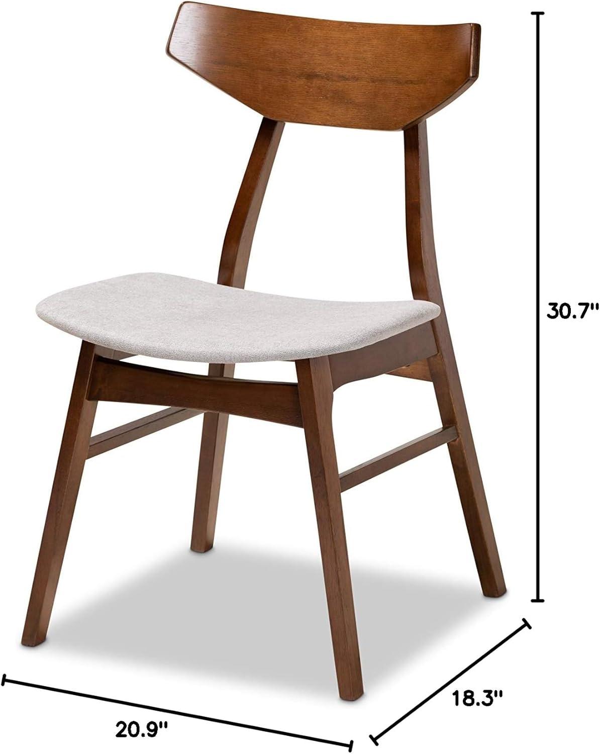 Baxton Studio Danica Mid-Century Modern Transitional Light Grey Fabric Upholstered and Walnut Brown Finished Wood 4-Piece Dining Chair Set