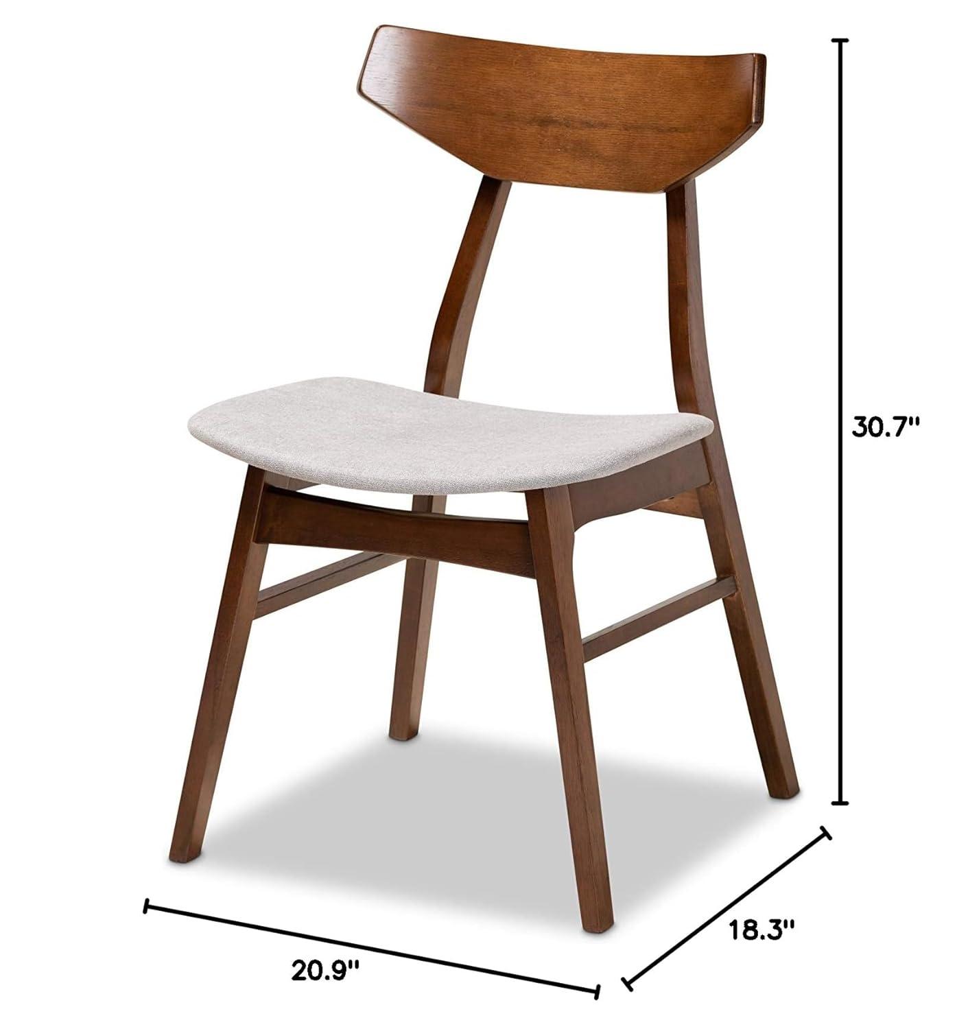 Baxton Studio Danica Mid-Century Modern Transitional Light Grey Fabric Upholstered and Walnut Brown Finished Wood 4-Piece Dining Chair Set