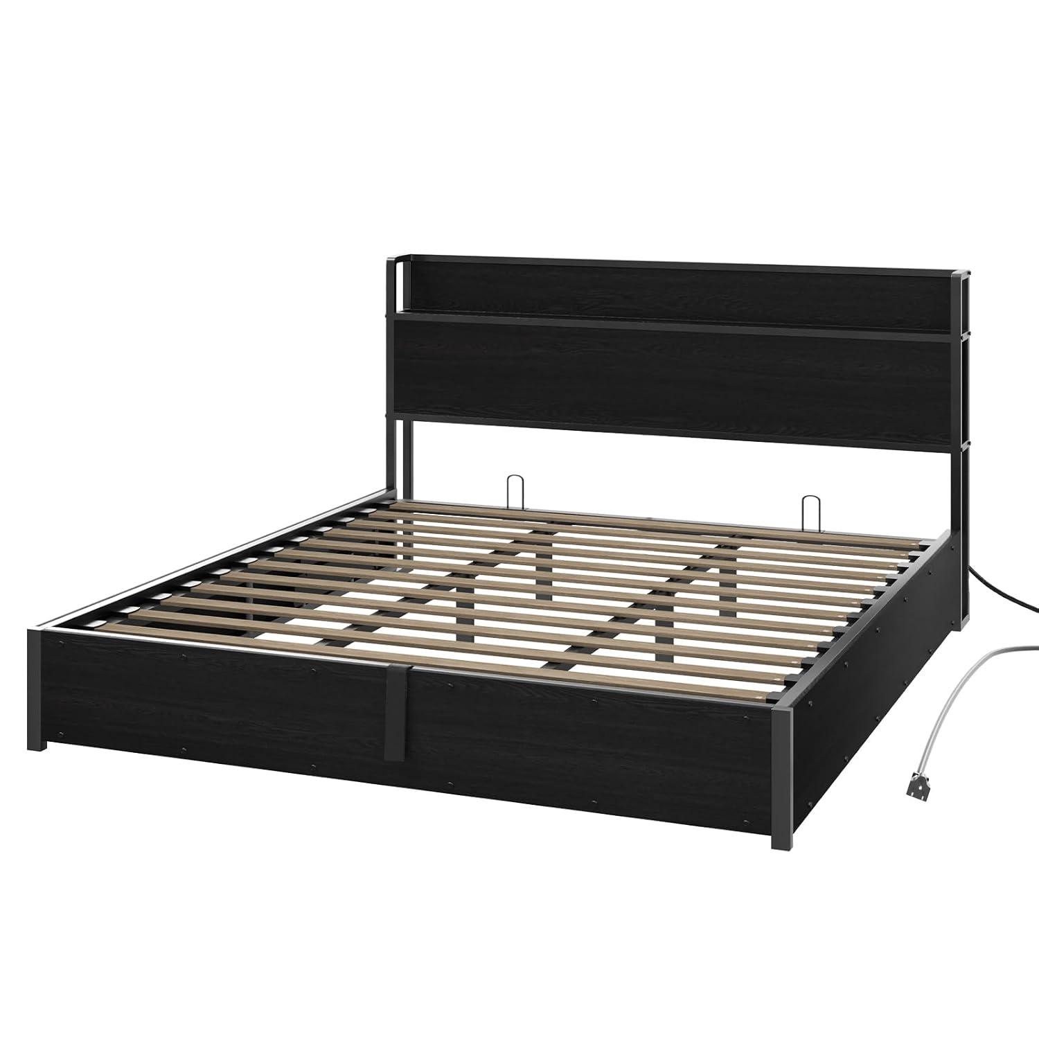 Shila Lift Up Storage Bed Frame & Charging Station