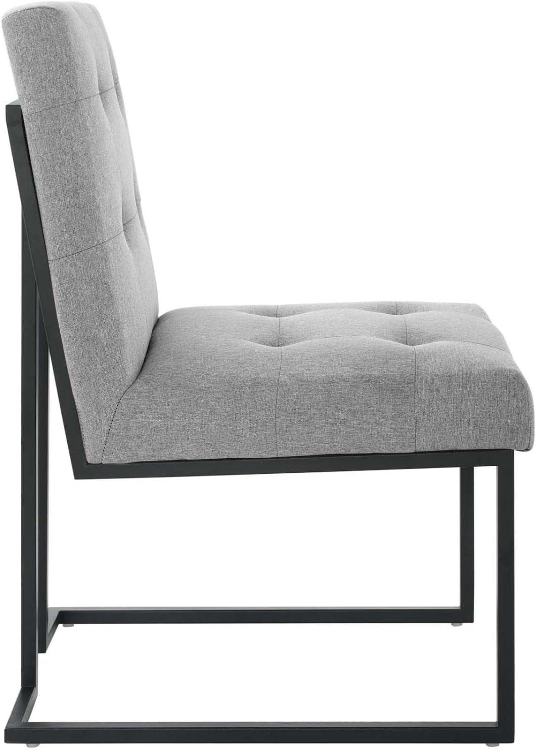 Privy Black Stainless Steel Upholstered Fabric Dining Chair by Modway