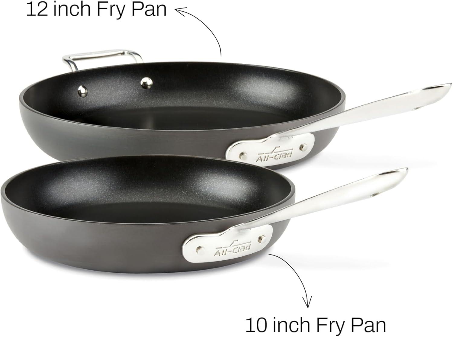 Black Aluminum Non-Stick Fry Pan Set, 10" & 12"