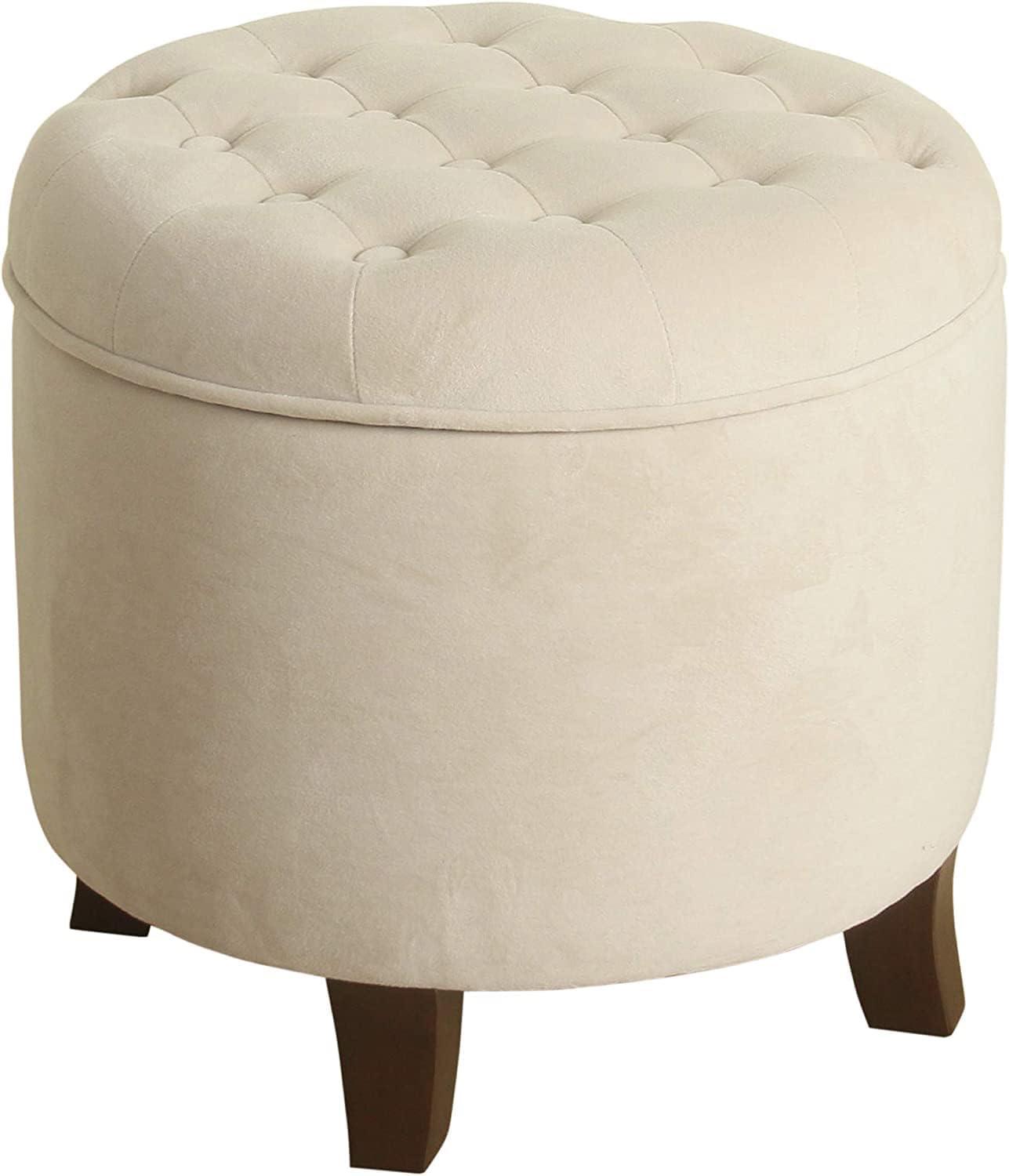 Large Round Button Tufted Storage Ottoman - HomePop