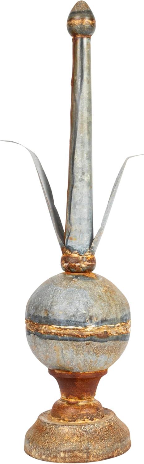 Distressed Zinc 25" Metal Finial Spindle Décor