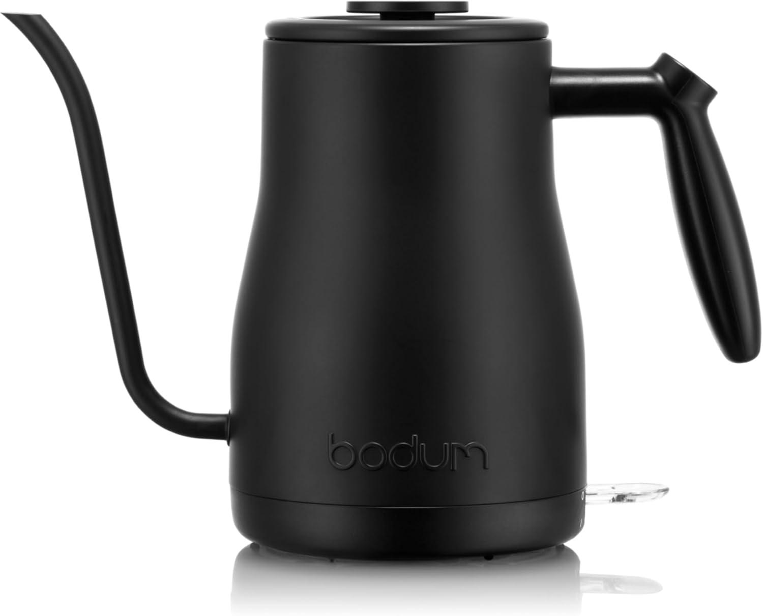 Matte Black Stainless Steel Gooseneck Electric Kettle, 34 Ounce