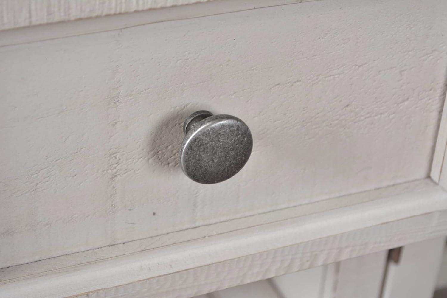 Sunset Trading Stowe Barn Door Console - Media Cabinet - TV Stand - Rustic White and Brown Solid Wood