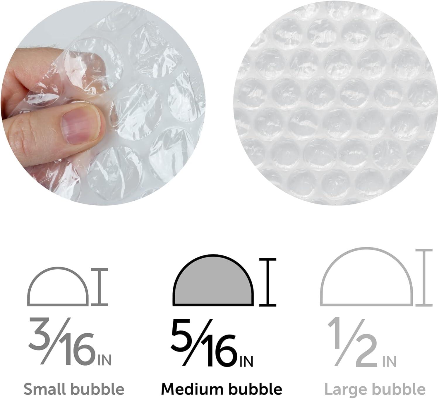 Medium Clear Plastic Bubble Cushioning Roll, 12" x 100'