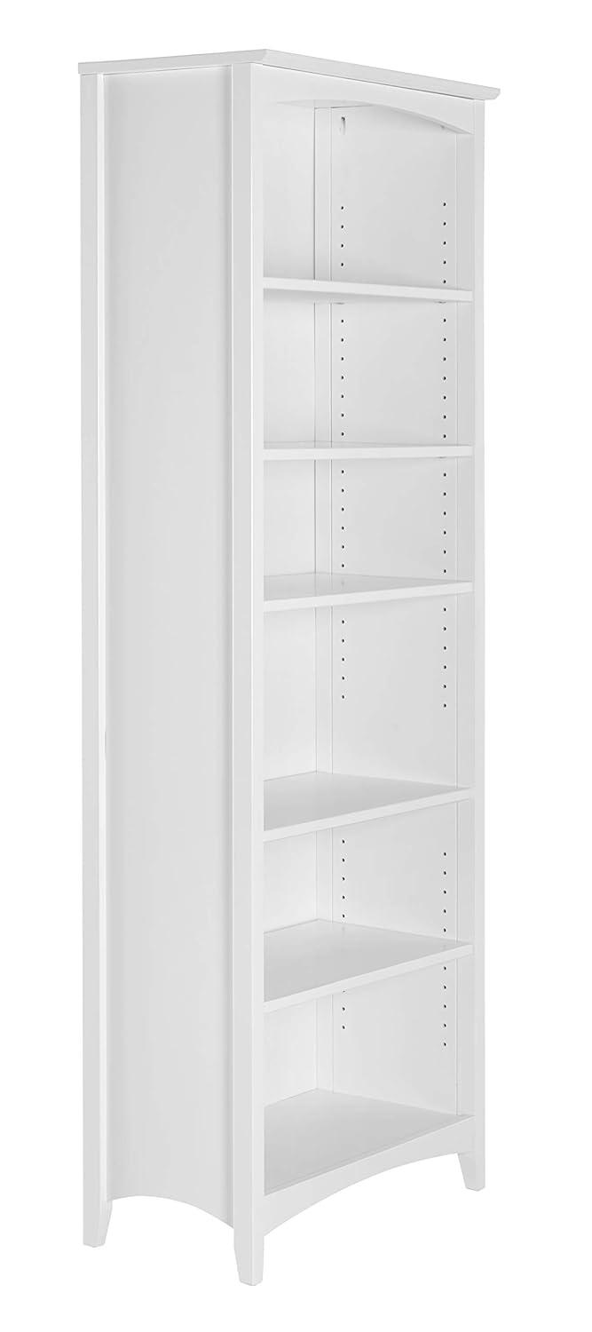 Camaflexi 72” Shaker Style 6-Shelf Wooden Bookcase Closed Back Storage Shelf, White