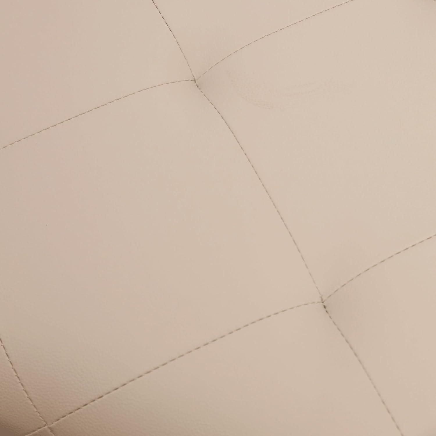 Flash Furniture Ashton 30" Square LeatherSoft Tufted Ottoman with Metal Frame, Beige LeatherSoft/Black Frame