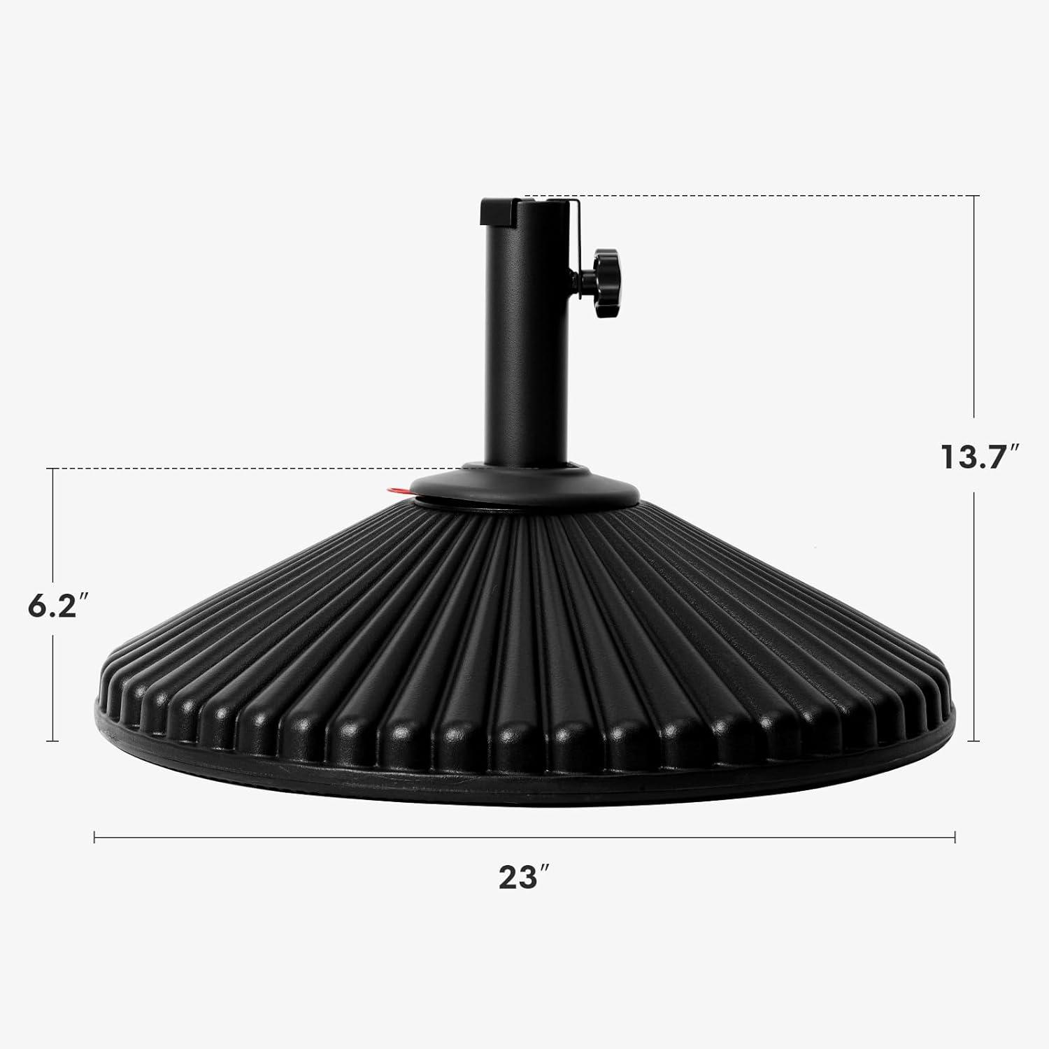 Black Round Metal Wheeled Umbrella Base with Adjustable Knob