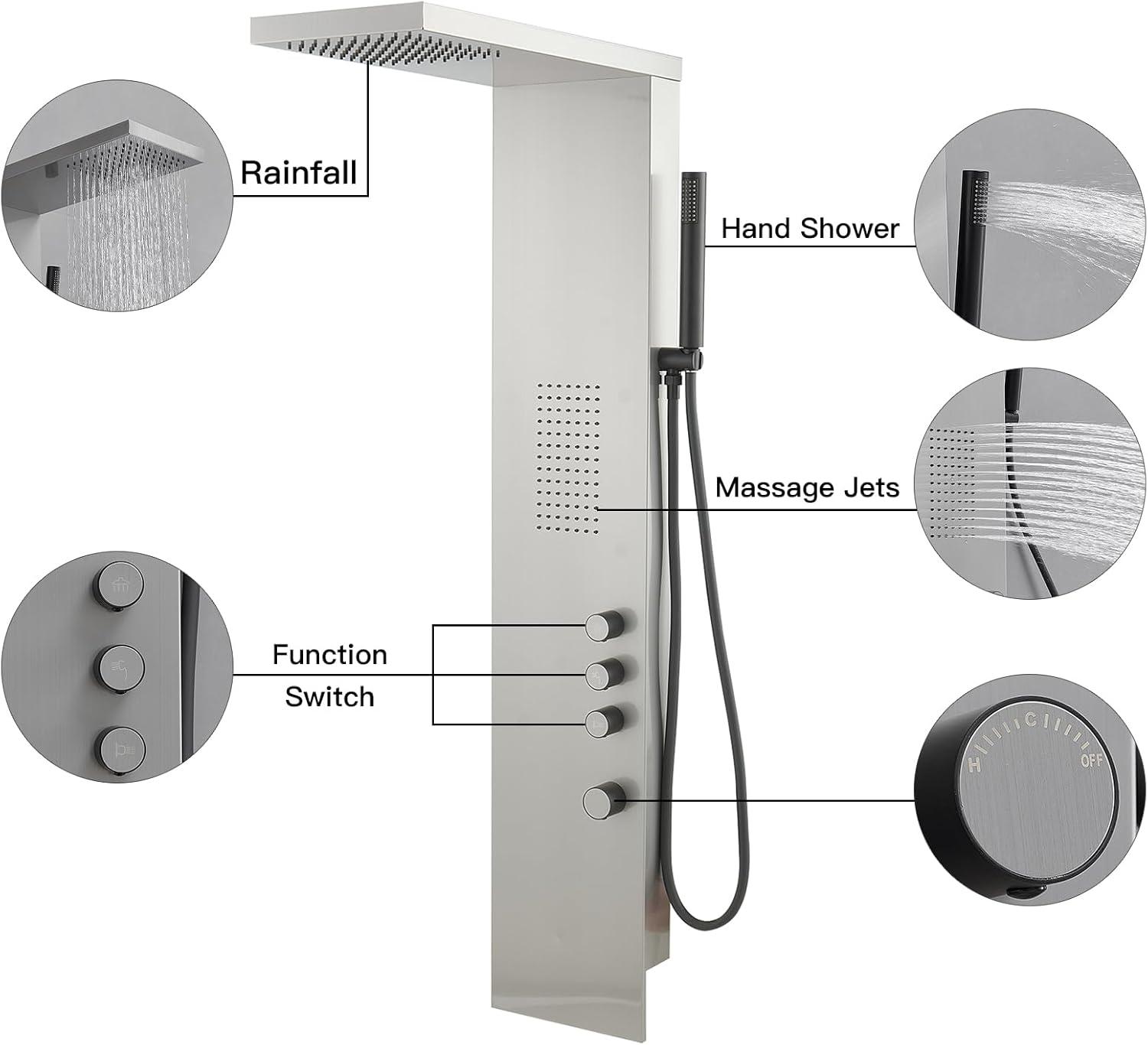 52.55'' Shower Panel with Fixed Shower Head