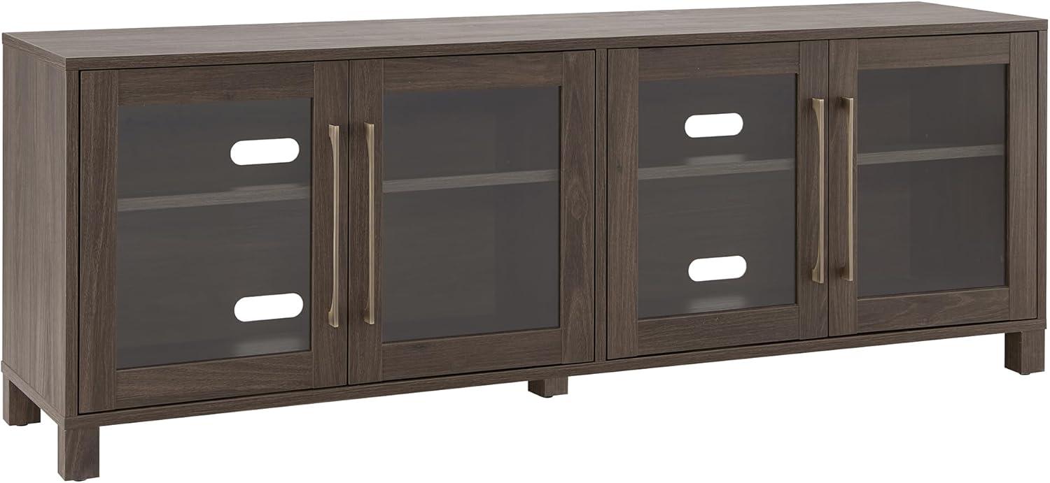 Alder Brown Rectangular TV Stand with Glass Doors