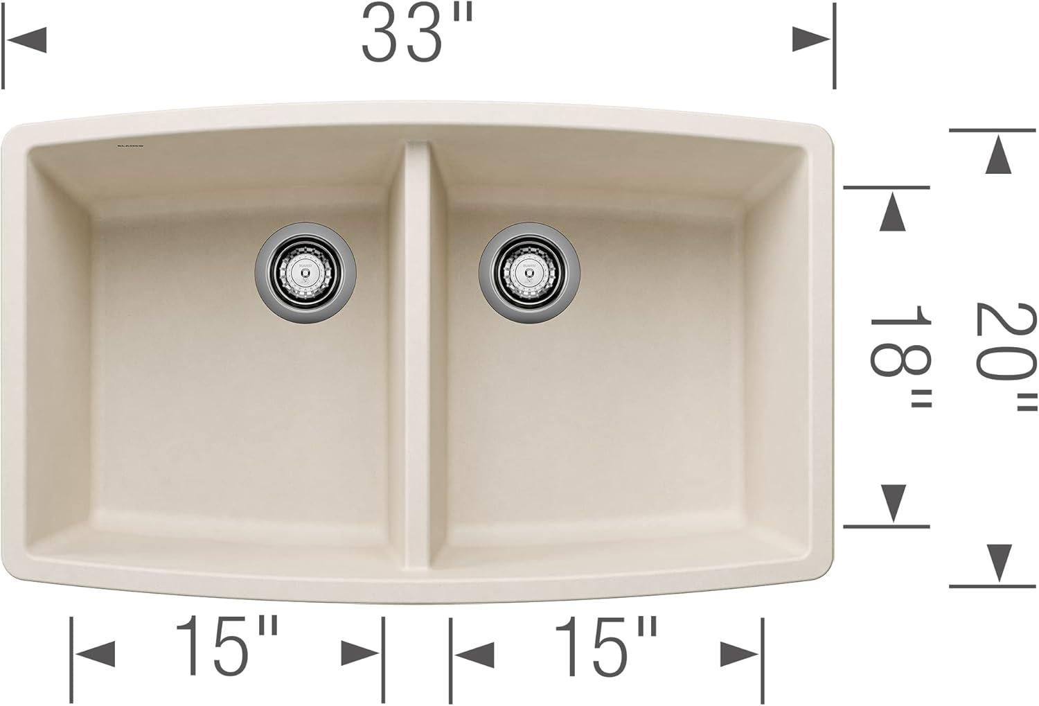 Performa SILGRANIT 33" L x 19" W Double Bowl Undermount Kitchen Sink