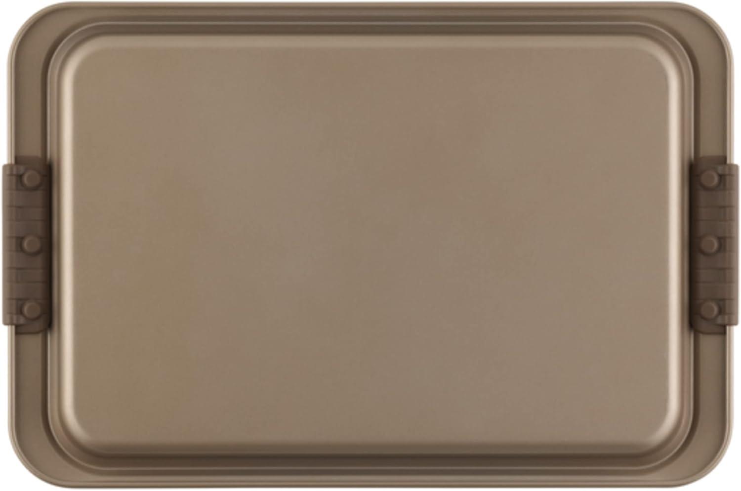 Anolon Advanced Bakeware Nonstick Cookie Sheet Pans / Baking Set, 2-Piece, Bronze with Silicone Grips