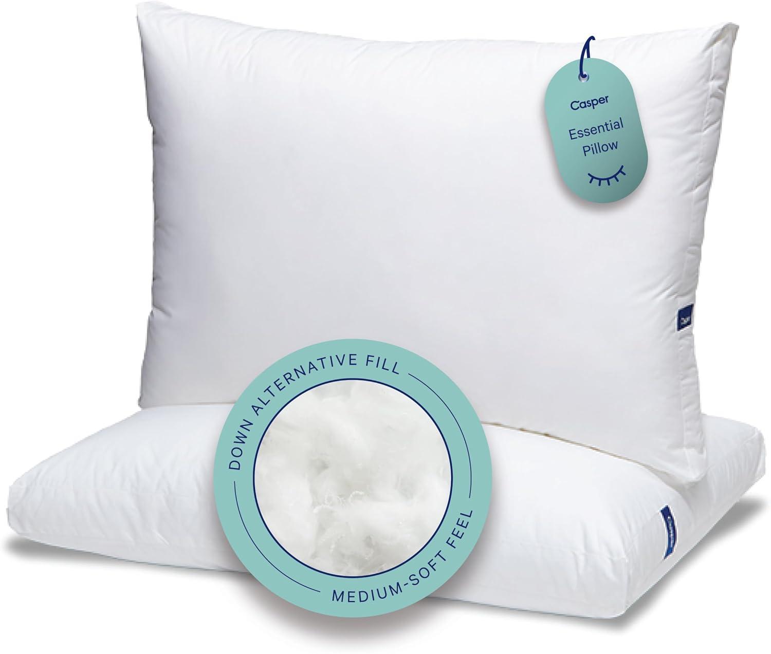 Casper Sleep Essential Pillow, Standard, Two Pack (Set of 2)